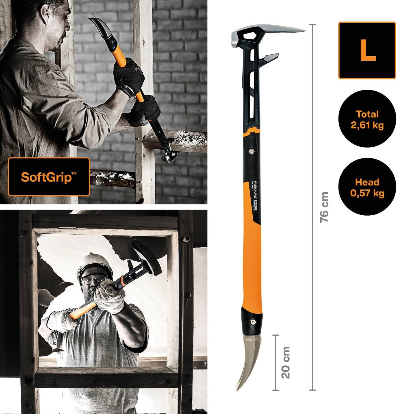 Detalle 2 de Fiskars IsoCore L 1027221 – narzędzie rozbiórkowe, 75,3 cm, 2,6 kg