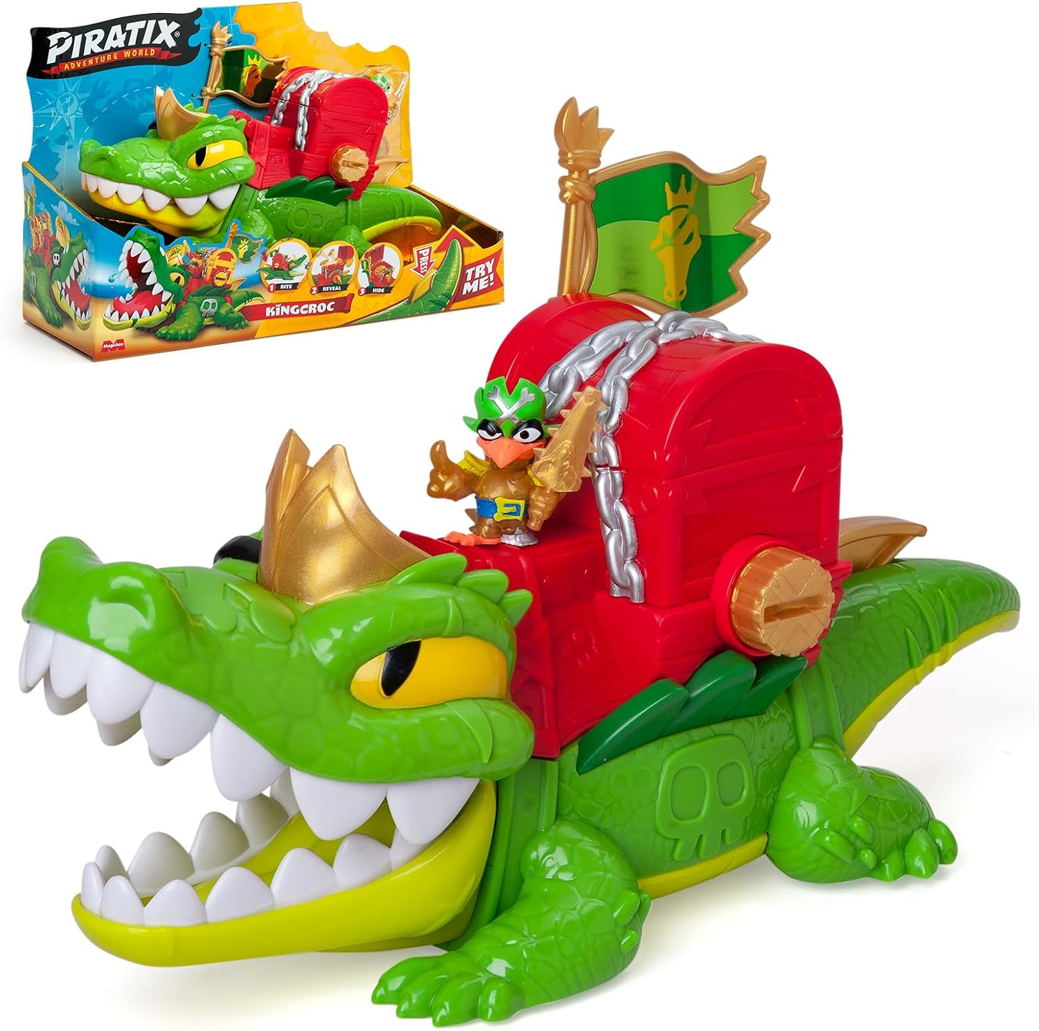 Detalle de PIRATIX King Croc – Articulated crocodile with treasure chest and exclusive Piratix