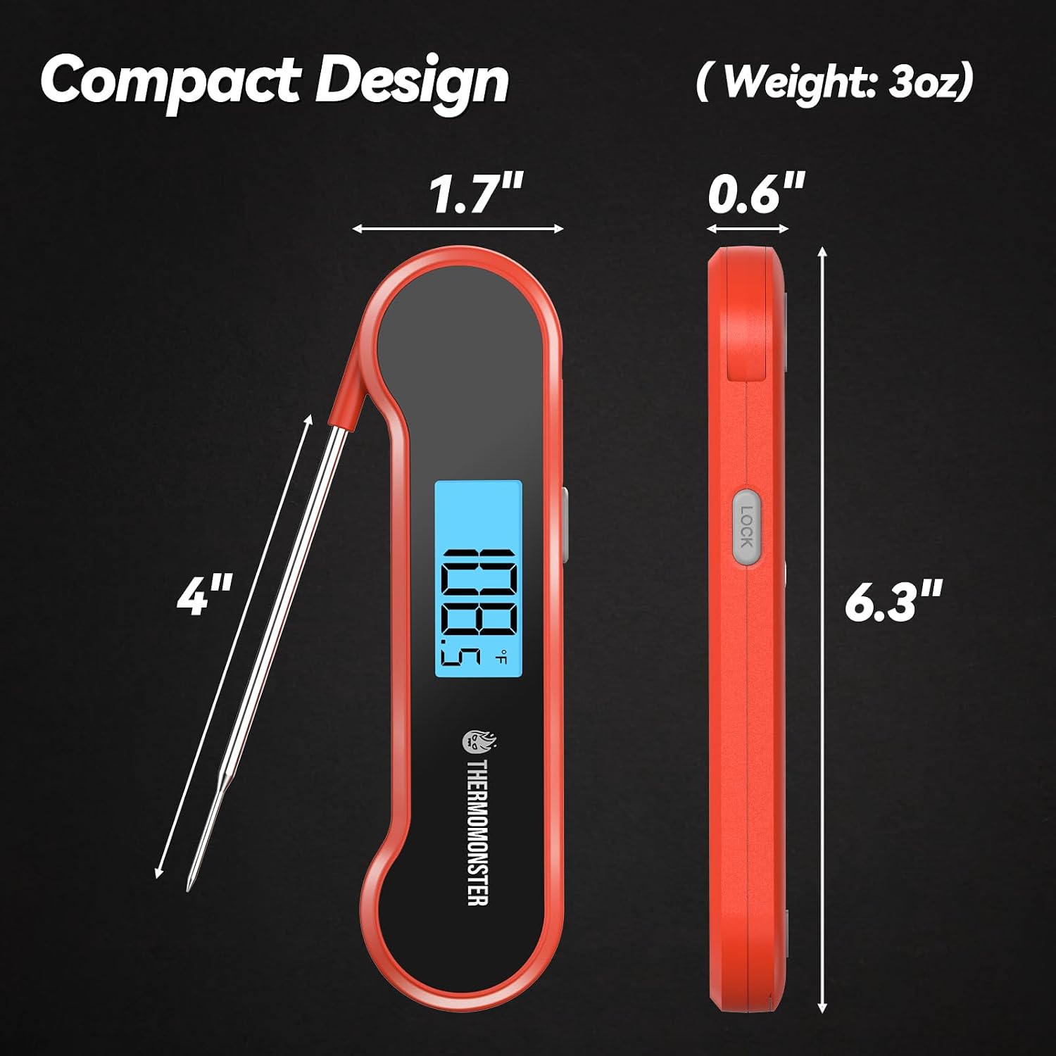 Detalle de 0.5 Sec Instant Read Meat Thermometer ±0.5°F 🍖