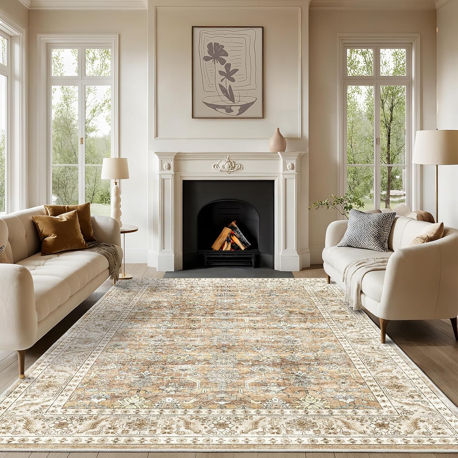 Detalle de HOMFINE Tapis Salon Vintage 240x340 cm