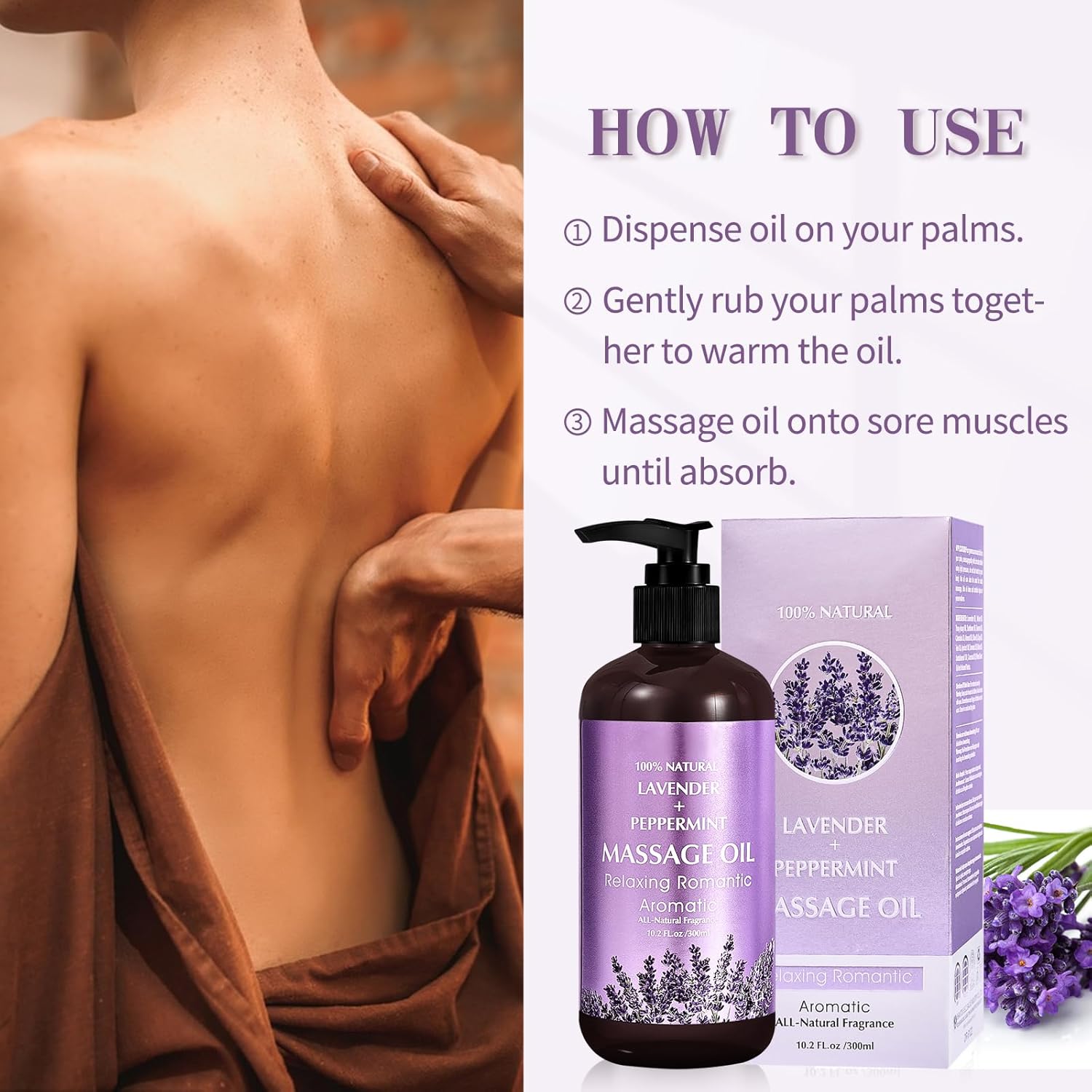 Thumbnail 5 de Olio da massaggio alla Lavanda (300 ml) per rilassare muscoli stanchi e idratare la pelle