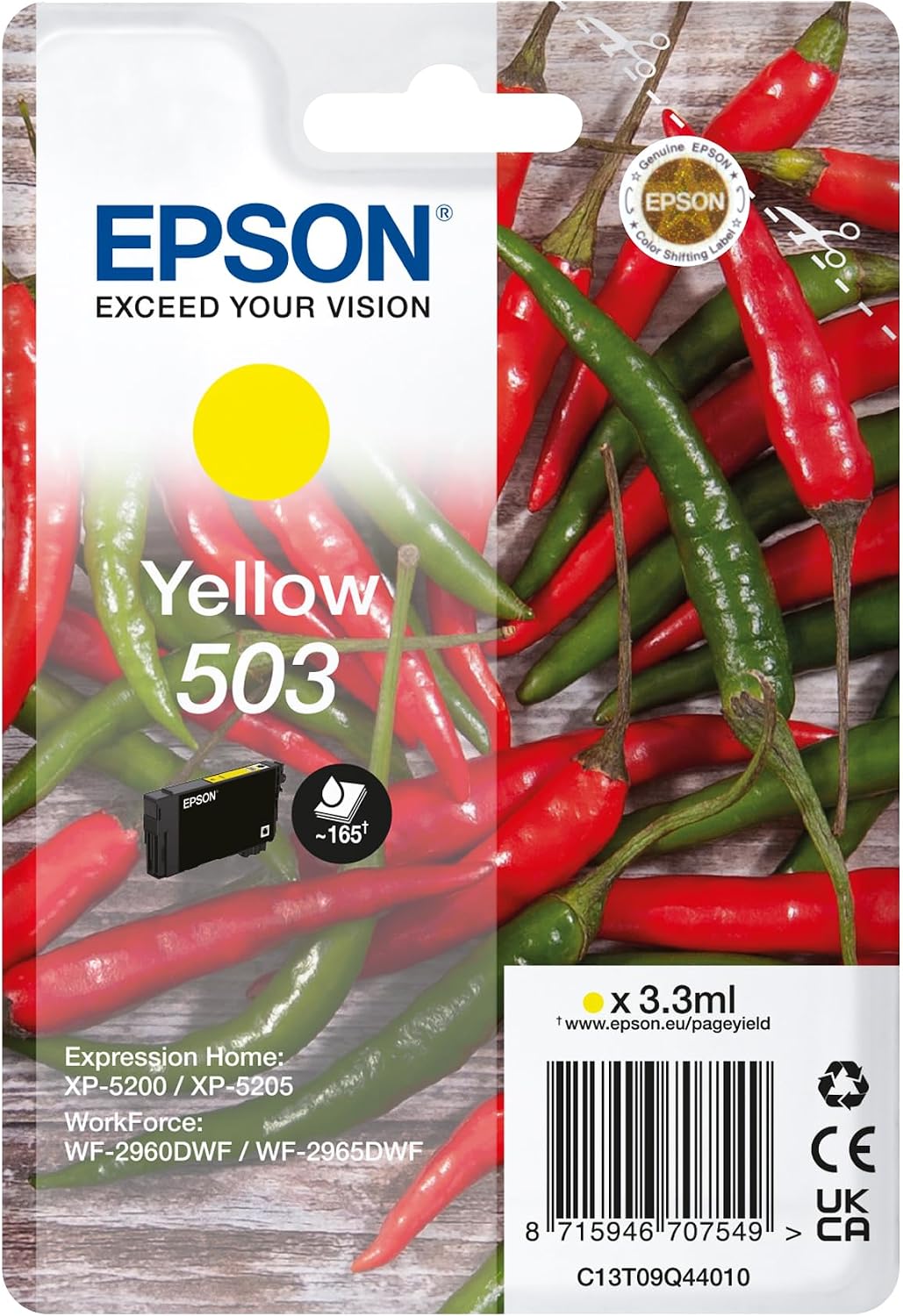 Detalle de Epson 503 Chillies Genuine Multipack — 4-Colour Ink Cartridges in Eco-Friendly Packaging