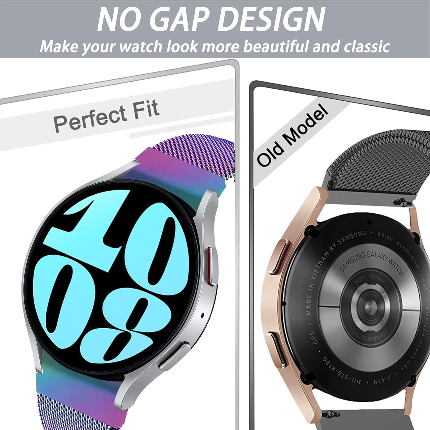 Thumbnail 2 de SUGARJAR magnetic stainless steel strap for Samsung Galaxy Watch 7/FE/6/5/4 (40mm–47mm)