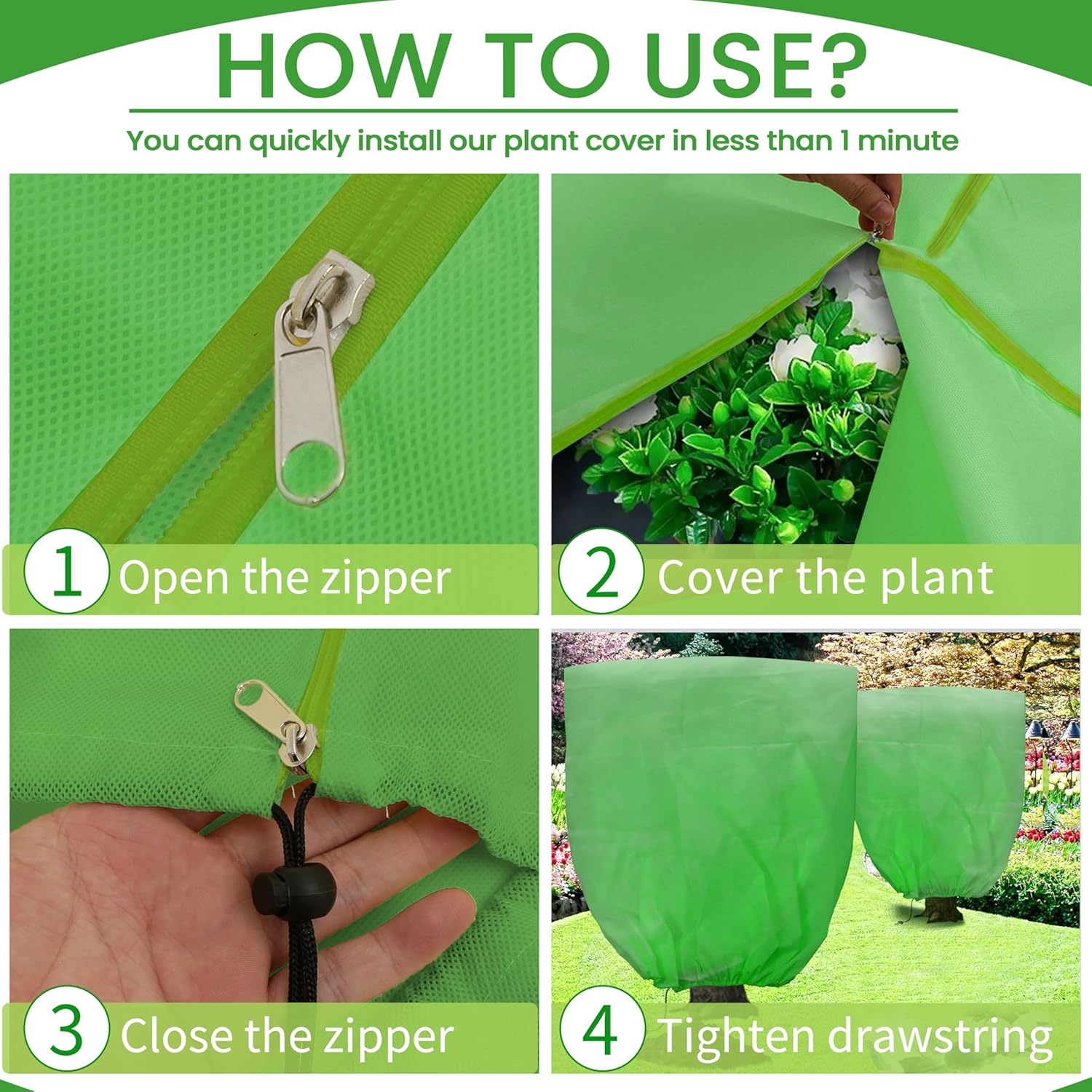 Thumbnail 5 de 2er-Pack große Pflanzenabdeckungen für den Winterschutz (240 x 200 cm) mit Reißverschluss-Kordelzug