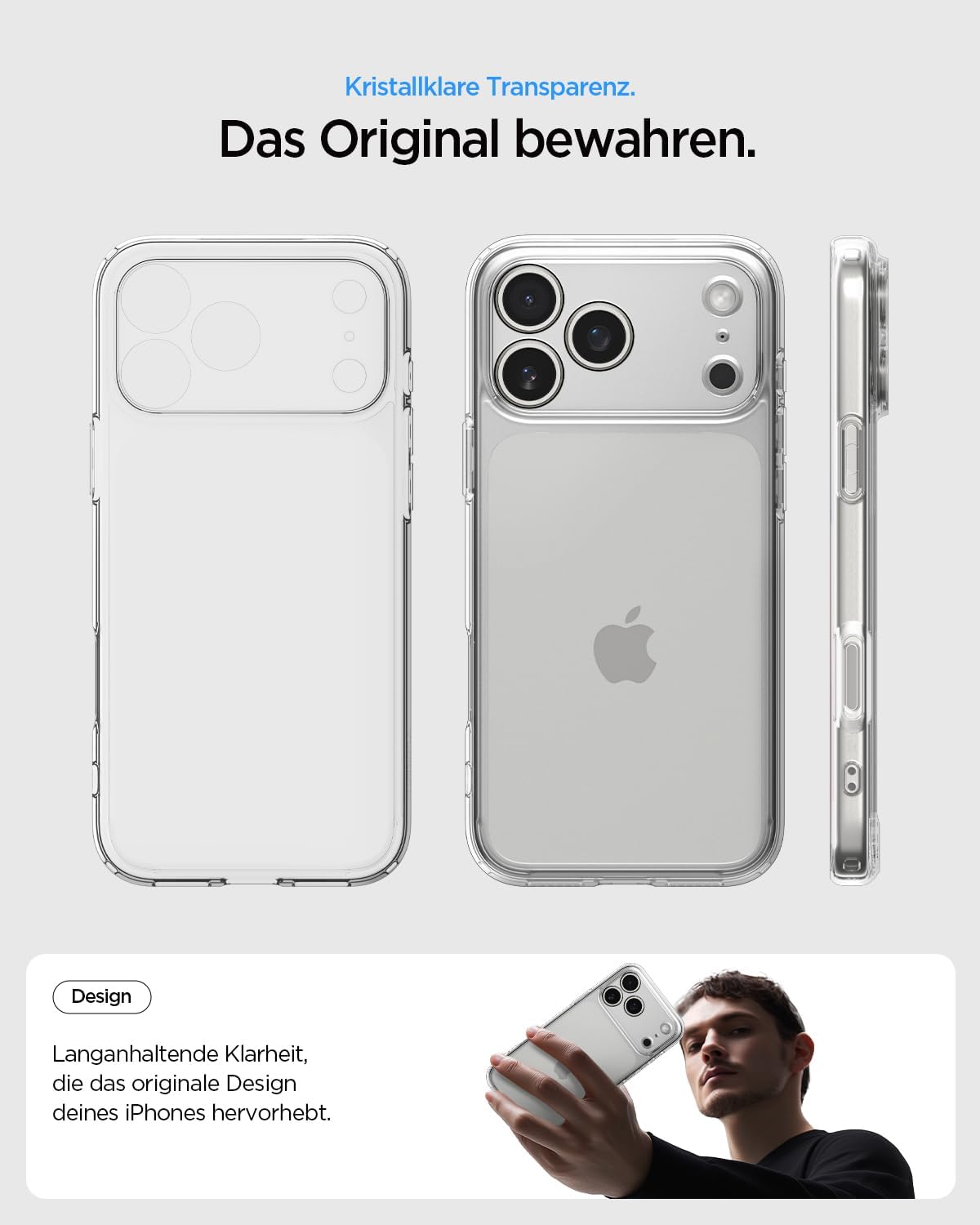 Detalle de Spigen Ultra-Hybrid Schutzhülle für iPhone 17 Pro Max – kristallklar, vergilbungsresistent, mit Air Cushion