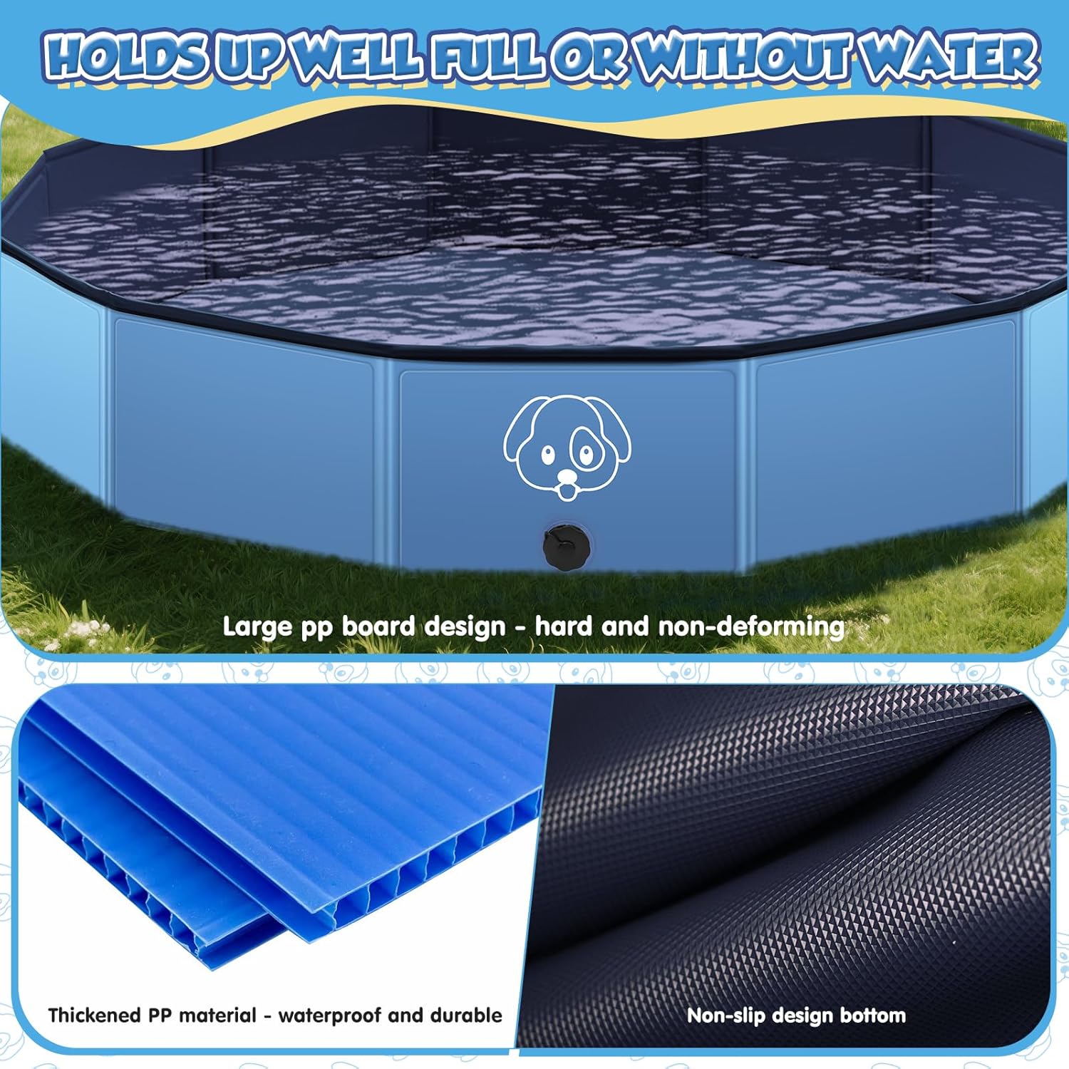 Thumbnail 6 de Lozzzyo Hundepool 160 × 30 cm – faltbar, rutschfestes PVC Planschbecken für große Hunde