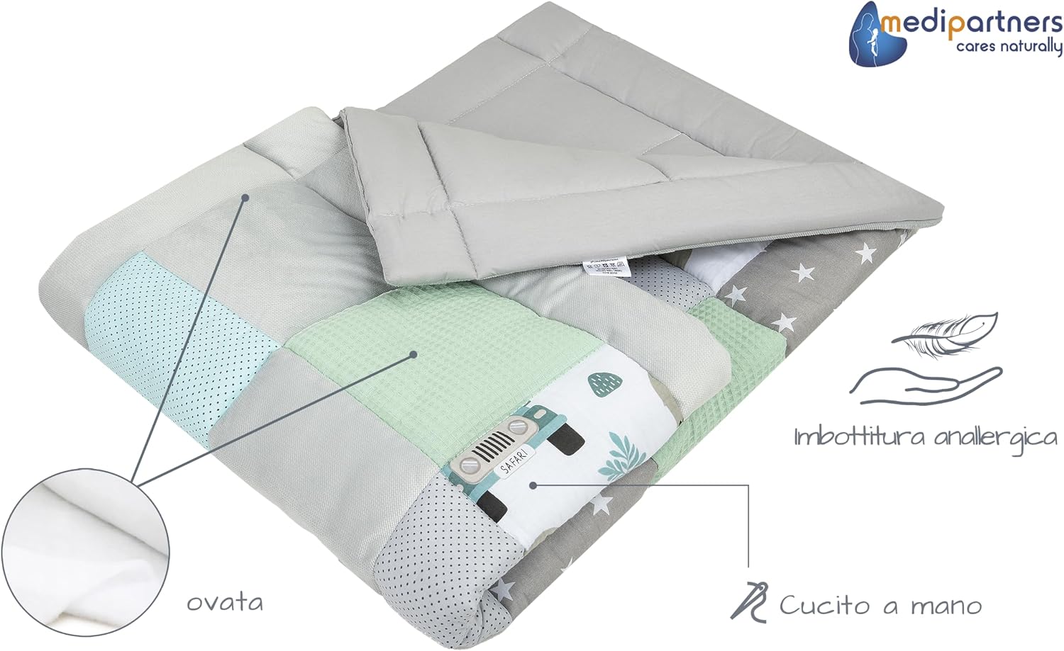 Thumbnail 4 de Medi Partners Coperta neonati 120x120 cm in cotone