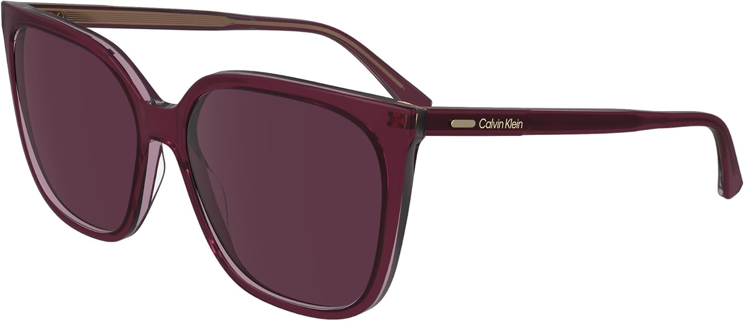 Detalle 2 de Calvin Klein Damen-Sonnenbrille aus Acetat – rechteckige Form, verstellbare Bügel und RX-tauglich