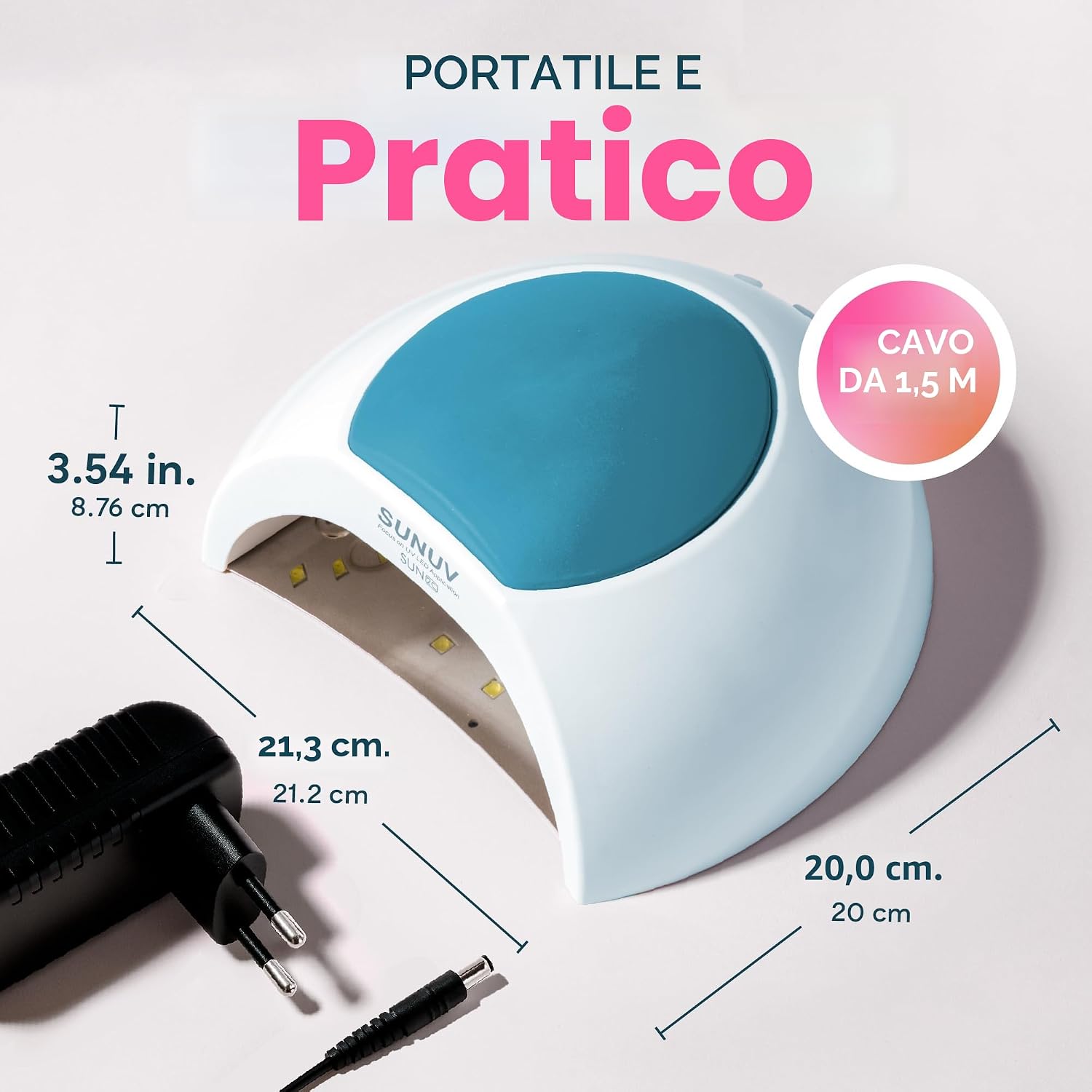 Detalle 2 de SUNUV Lampada Unghie LED UV Professionale Bluastro: asciuga gel e semipermanente con sensore automatico e 4 timer