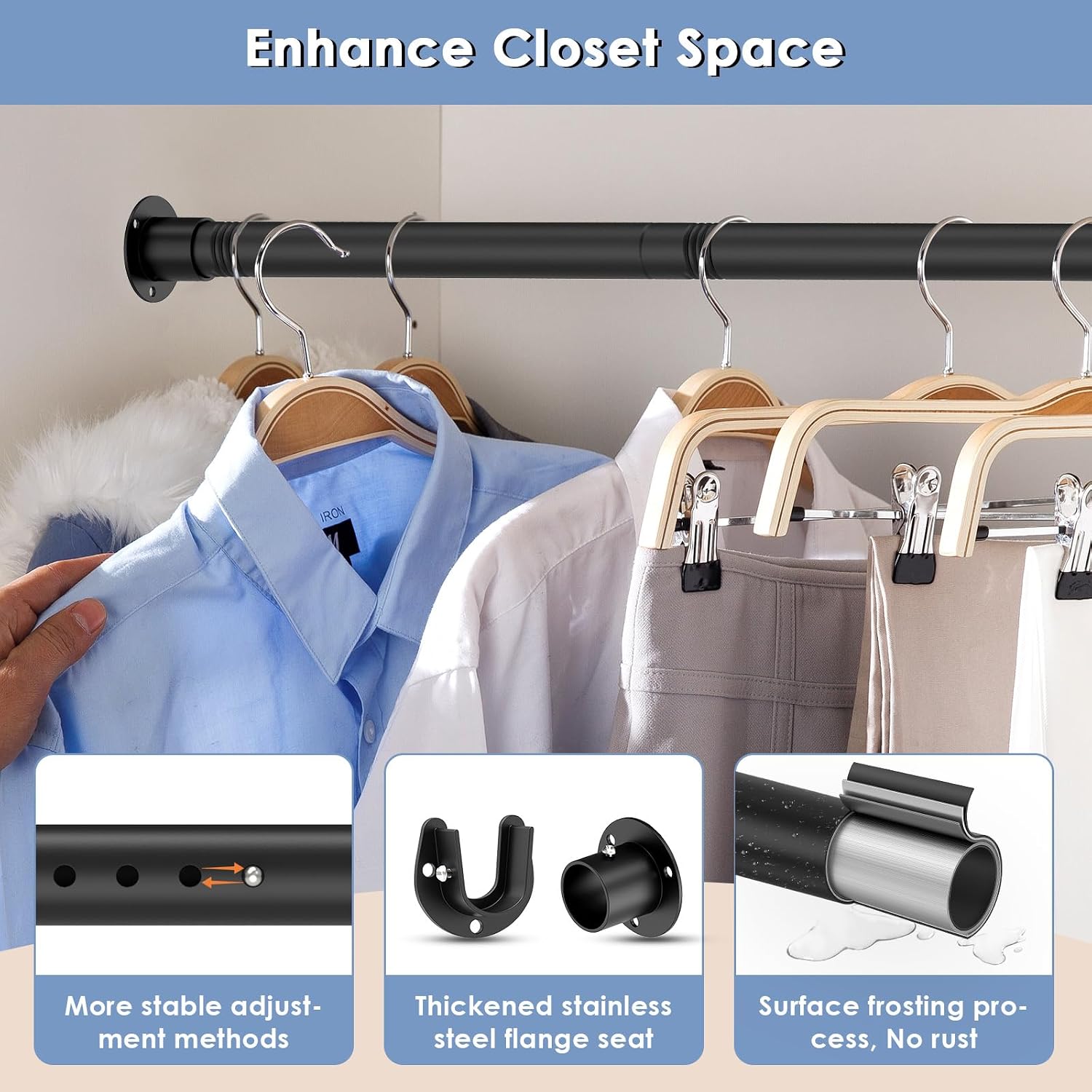 Detalle de Wardrobe Rail 32mm Retractable 74–190cm