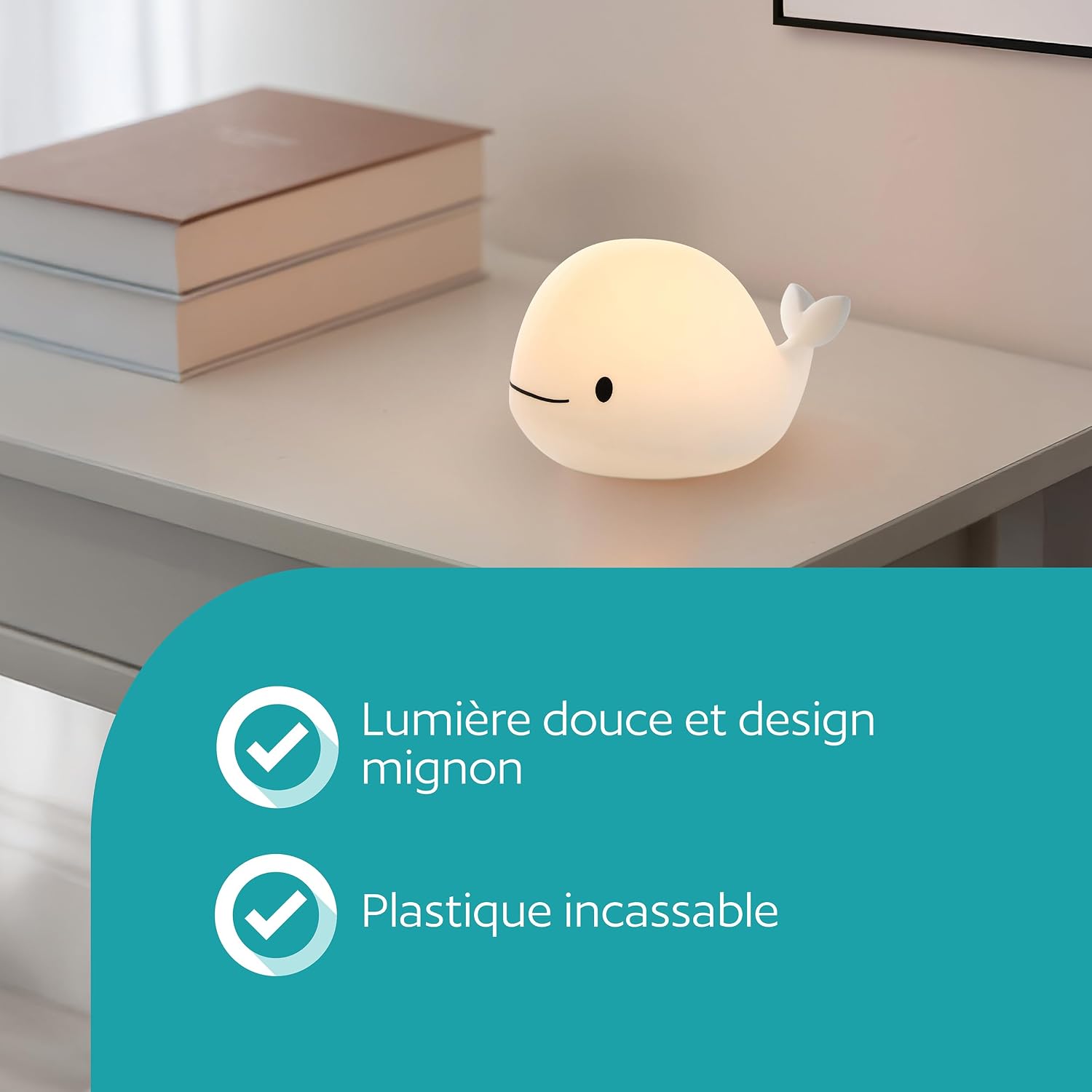 Detalle de Eglo Veilleuse tactile LED baleine Castellino — lampe de chevet sans fil pour chambre enfant