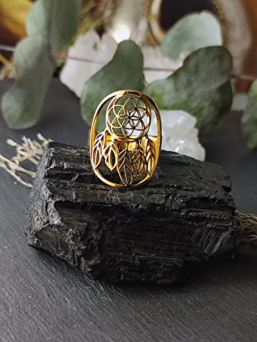 Thumbnail 6 de Simboliks Anillo Atrapasueños Amuleto con Semilla de la Vida | Acero inoxidable ajustable
