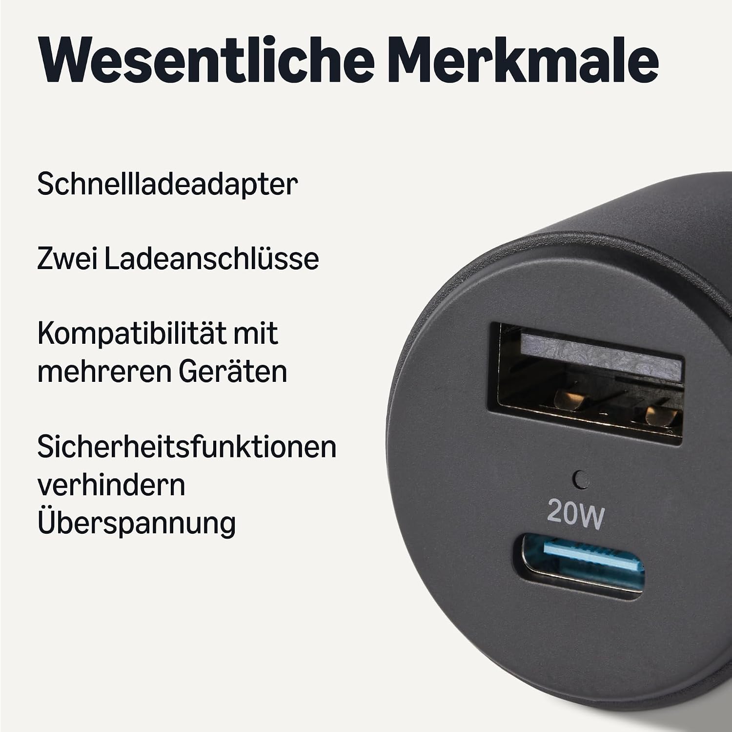 Detalle 2 de Amazon Basics Schnelllade-Autoladegerät 32W