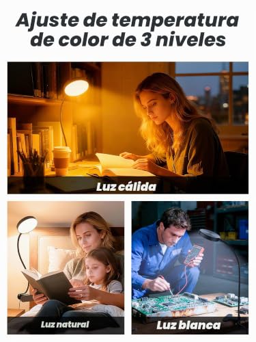 Thumbnail 3 de Lámpara de lectura con pinza ReinHoo: 72 LEDs, 10 colores RGB y 10 intensidades, USB incluido