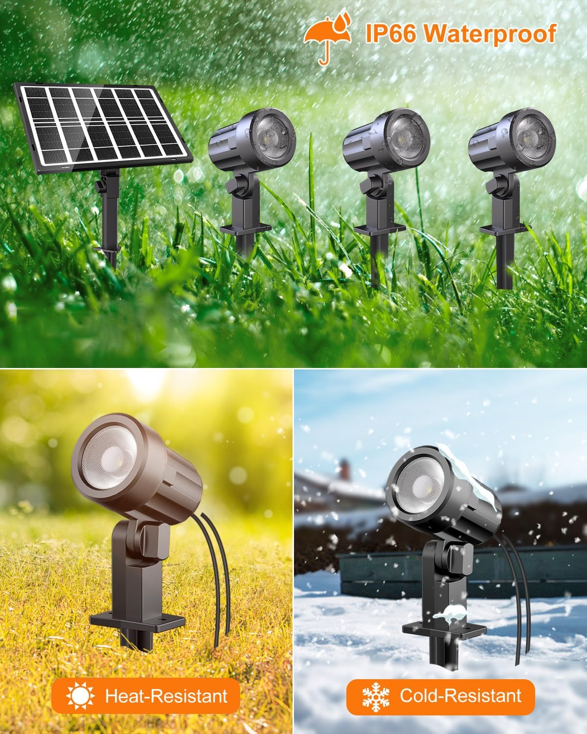 Thumbnail 2 de MEIHUA 3 in 1 Solar Spotlight: IP66 Outdoor Garden Lighting with Remote, 2700K/4000K/6500K