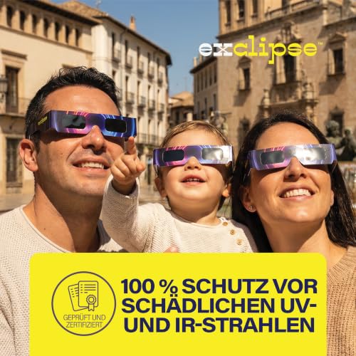 Detalle 2 de exclipse Sonnenfinsternisbrille 5er-Pack mit Handy-Filter – ISO 12312-2, CE & UKCA zertifiziert