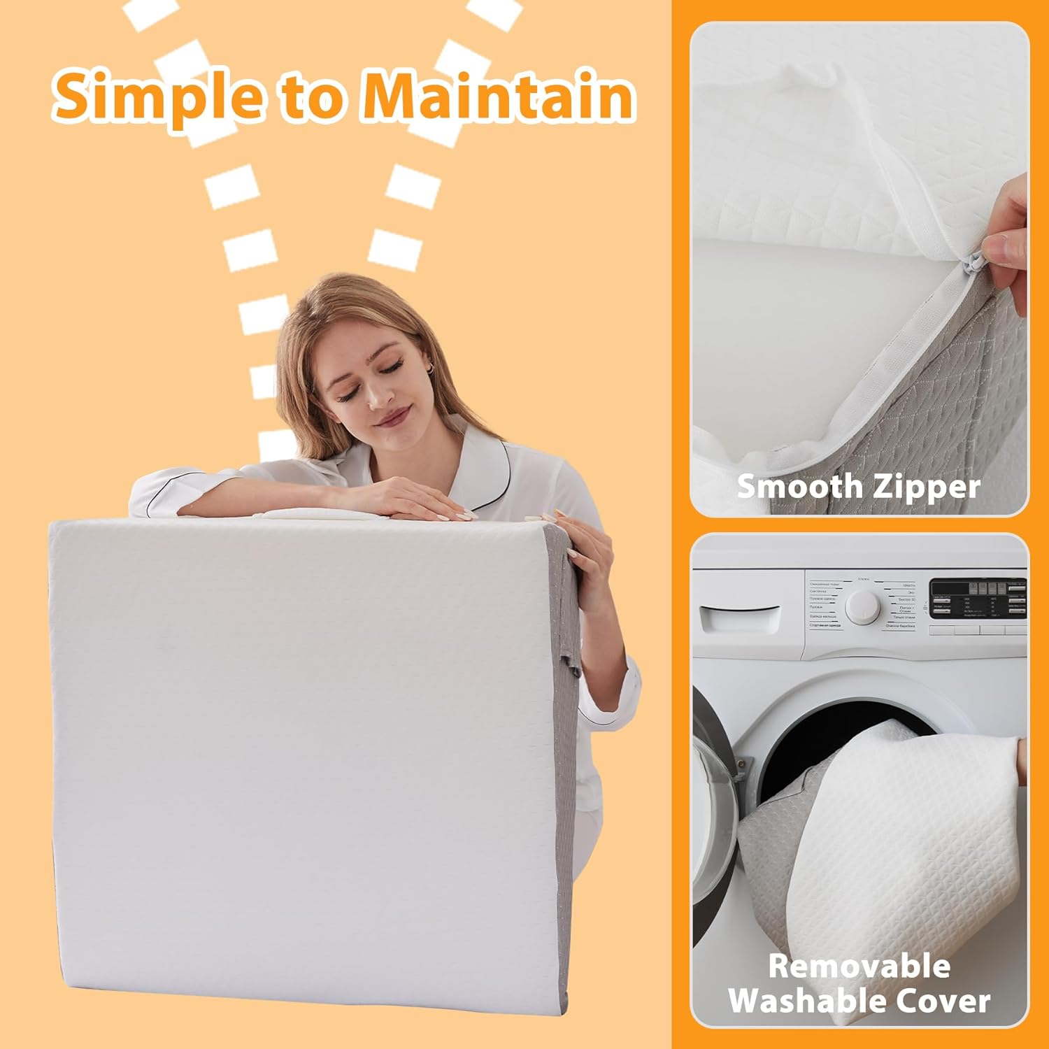 Detalle de Ruqmuis Wedge Pillow for Acid Reflux: Elevated Sleep Support with Practical Design