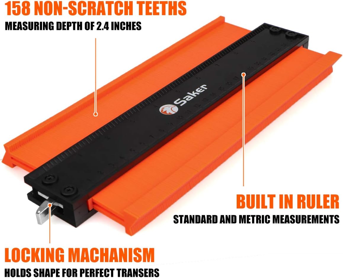 Thumbnail 6 de Saker Contour Gauge Profile Tool (Adjustable Lock) – 2pcs, 5 + 10 inch (12 + 25 cm) for copying irregular shapes