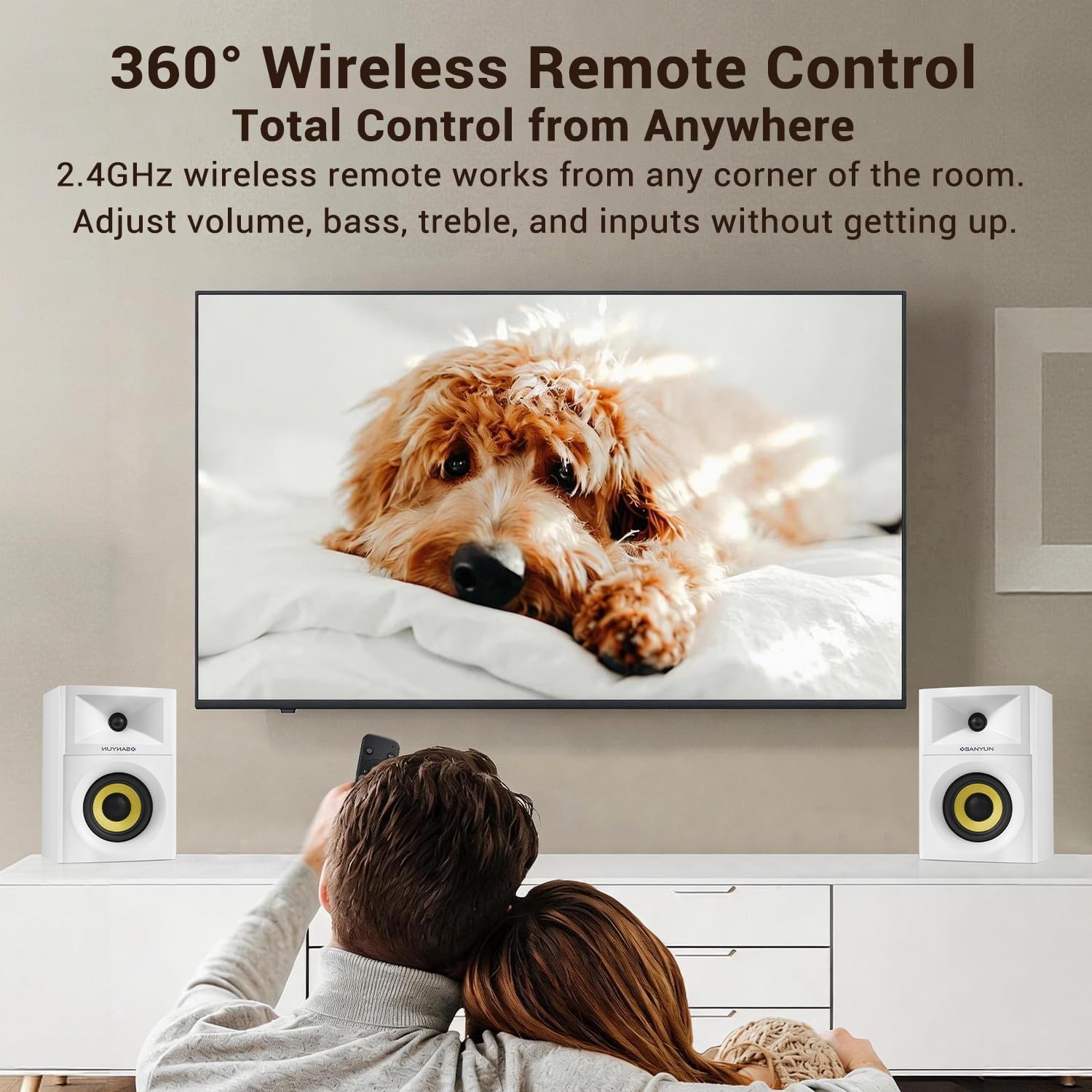 Thumbnail 6 de Sanyun SW205 4" 80W HiFi-Regallautsprecher – kompakter 2.0 Aktivmonitor mit verbessertem 3D-Soundfeld