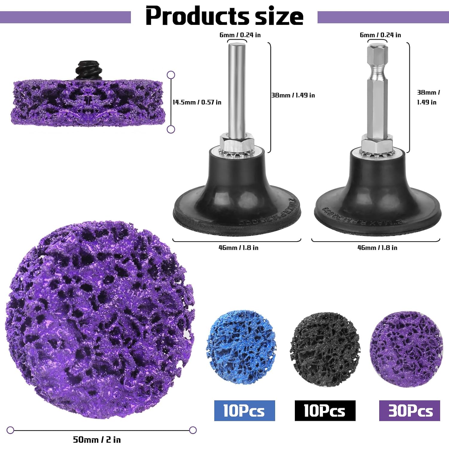 Thumbnail 1 de PMIQSA WF-JGZD-2C-53pcs CSD-reinigingsschijven 50 mm, grof diamant