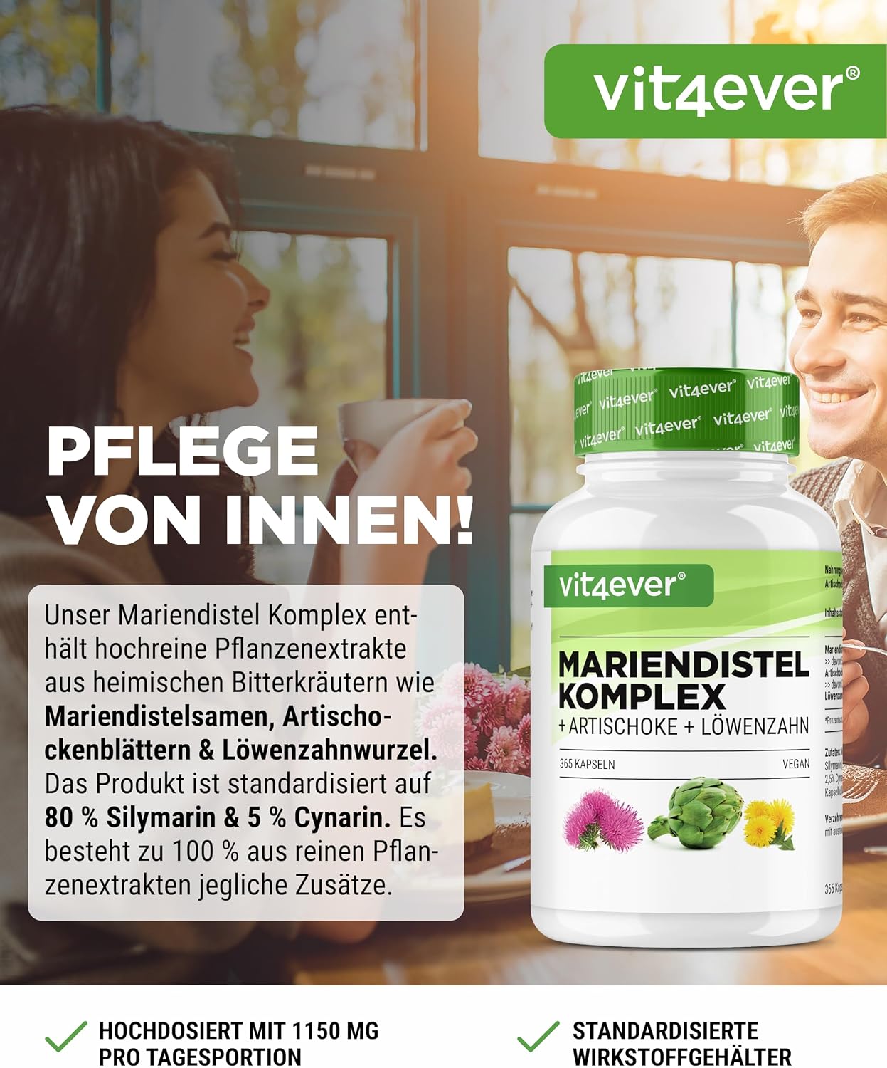 Detalle 2 de Mariendistel Artischocken Löwenzahn Komplex 365 Kapseln