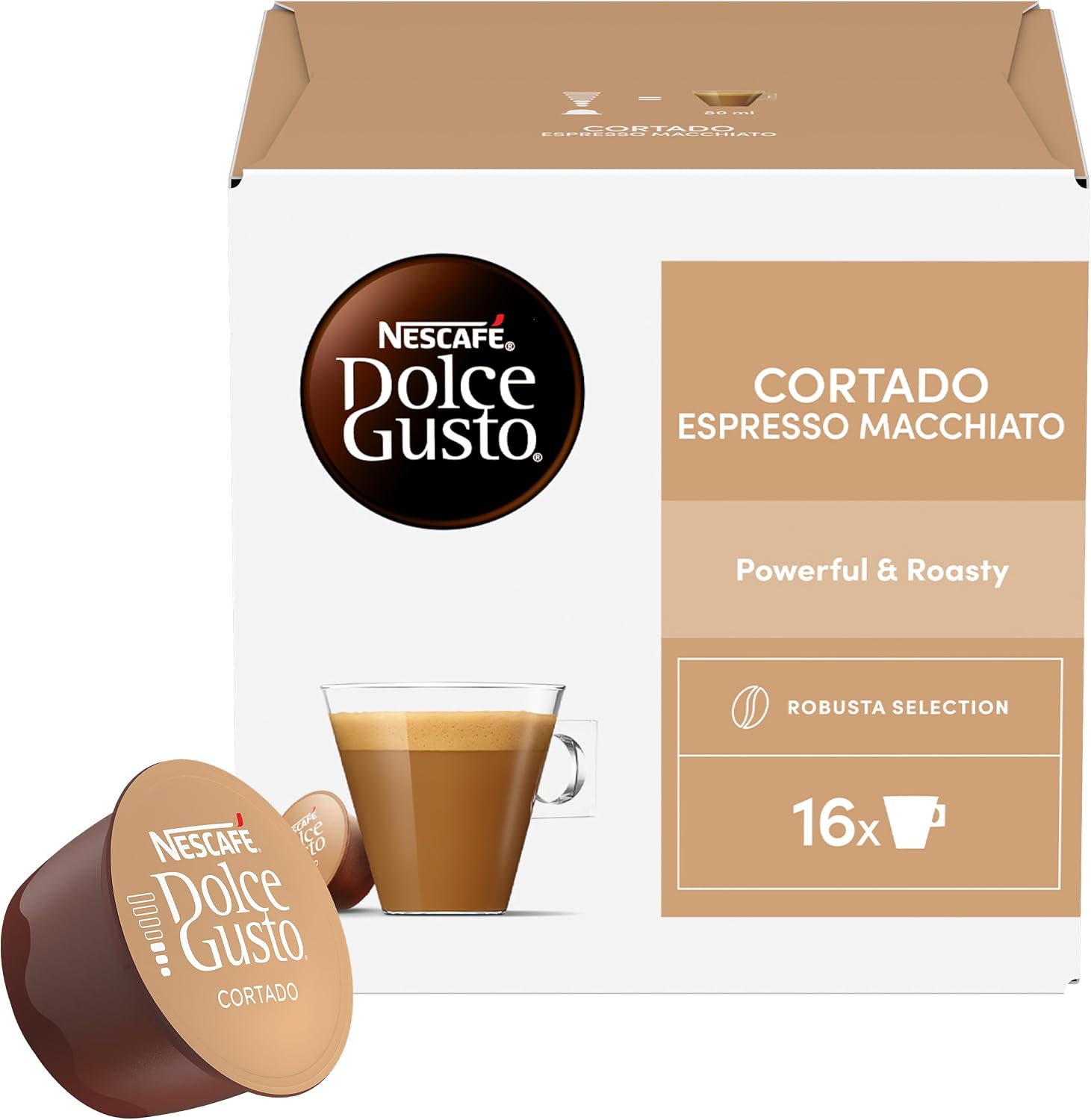 Detalle de NESCAFÉ DOLCE GUSTO Cortado Espresso Macchiato Caffè – 96 capsule compatibili da 6 confezioni da 16