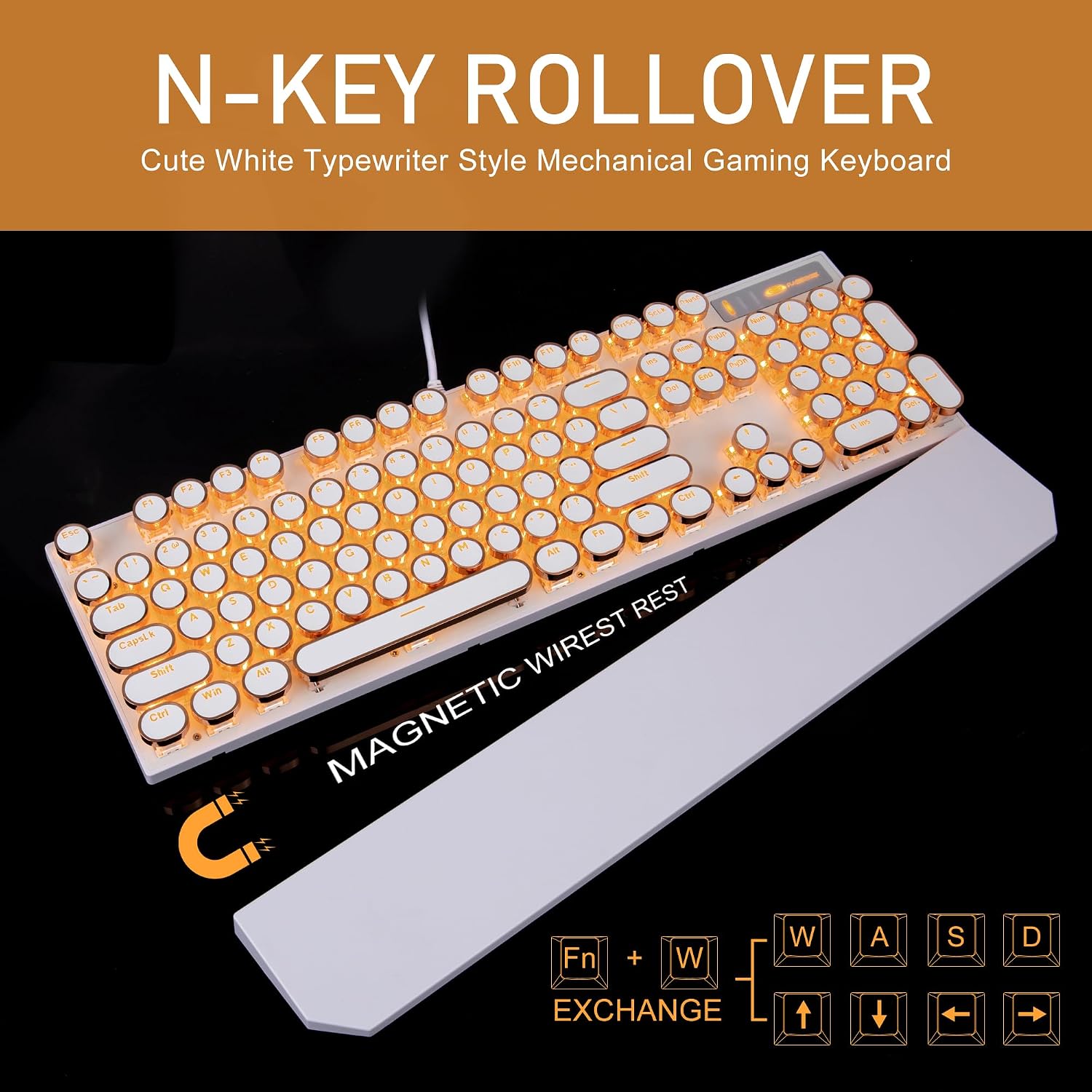 Detalle de Camiysn MK-STORM Typewriter-Style Mechanical Keyboard, 104-Key, Blue Switches