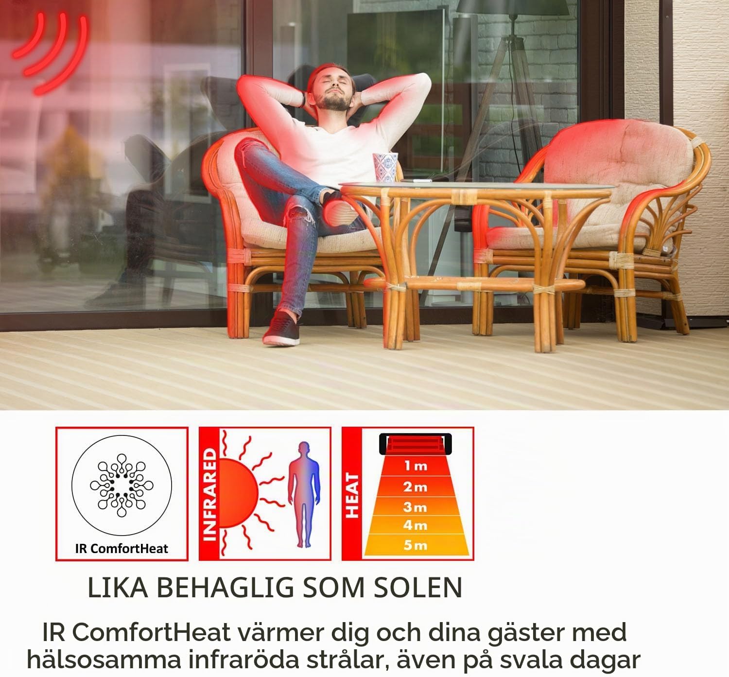 Detalle 2 de blumfeldt Dark Wave terrassvärmare 2 000 W med IP65 och LED-display