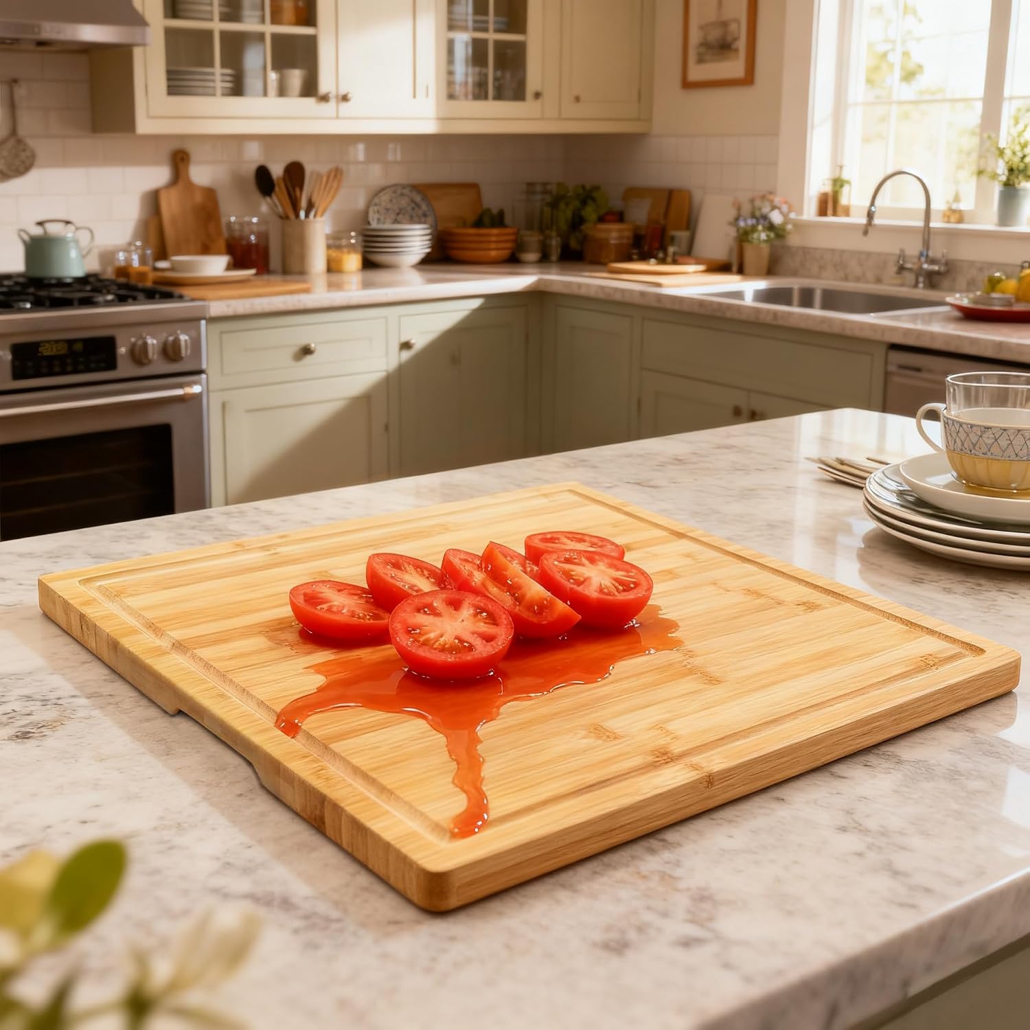 Thumbnail 1 de Utoplike ZCB-20X20 XL Bamboo Cutting Board, 50.7 cm Square with Juice Groove