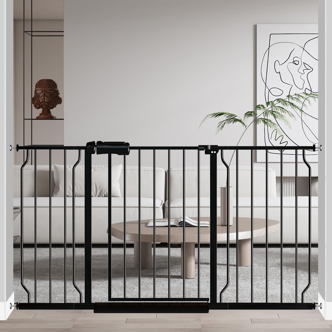 Detalle de Fairy Baby W046Black Extra-Wide Baby Gate, 53–57.5-Inch Pressure-Mounted