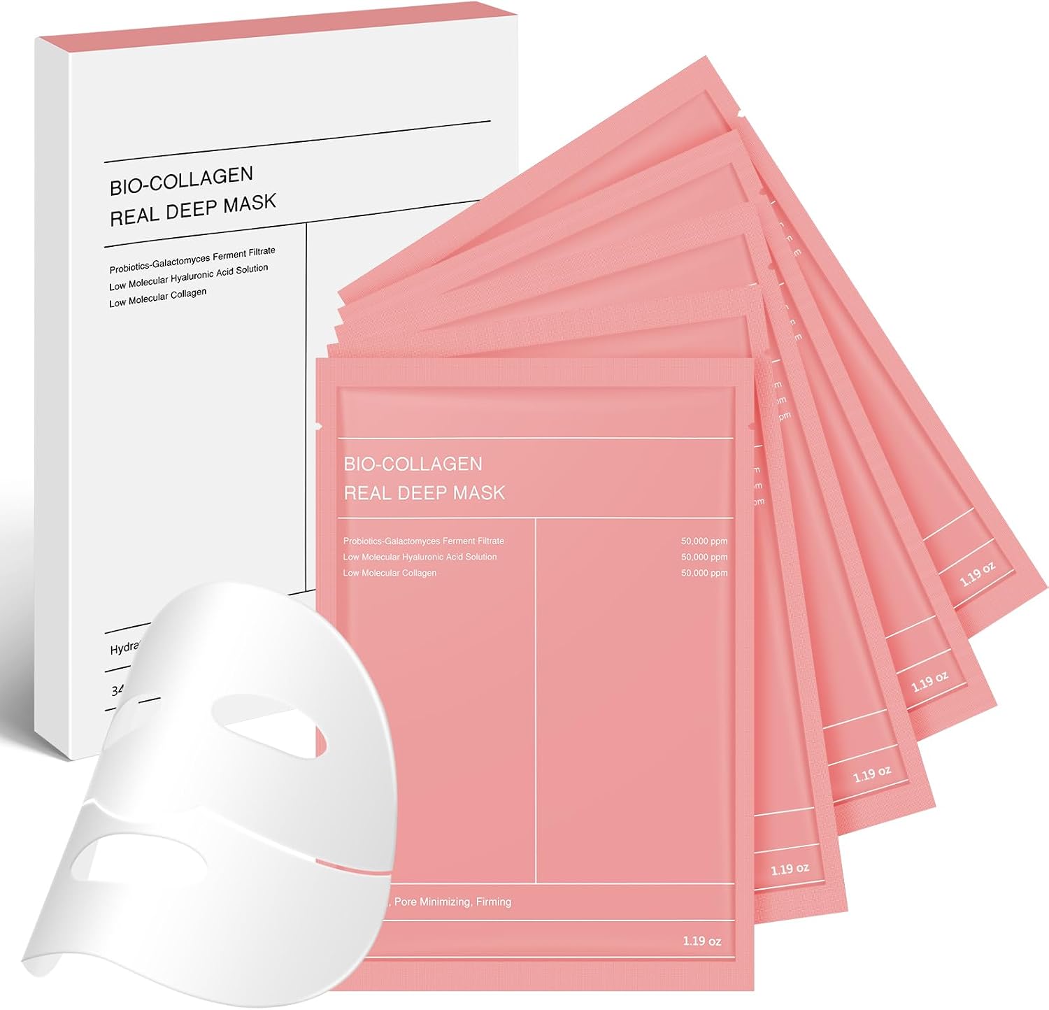 Detalle de Maschera Collagene Viso – 5 Pezzi di Maschera Bio Collagen per Idratazione Profonda e Elasticità