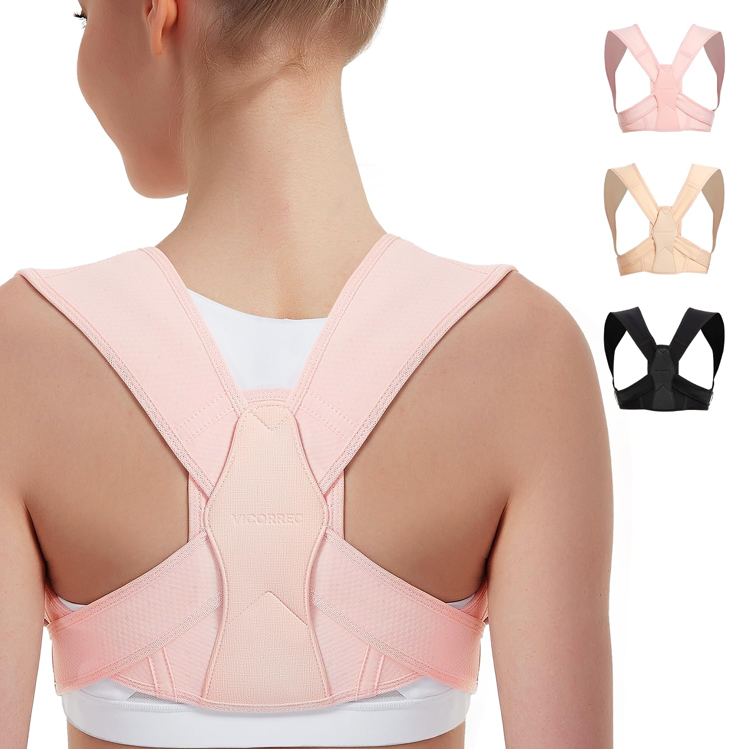 Detalle de Rücken Geradehalter mit verstellbarem Schultergurt für Damen (S/M) – Haltungskorrektur mit Unterstützung für Nacken, Schulter und oberen Rücken