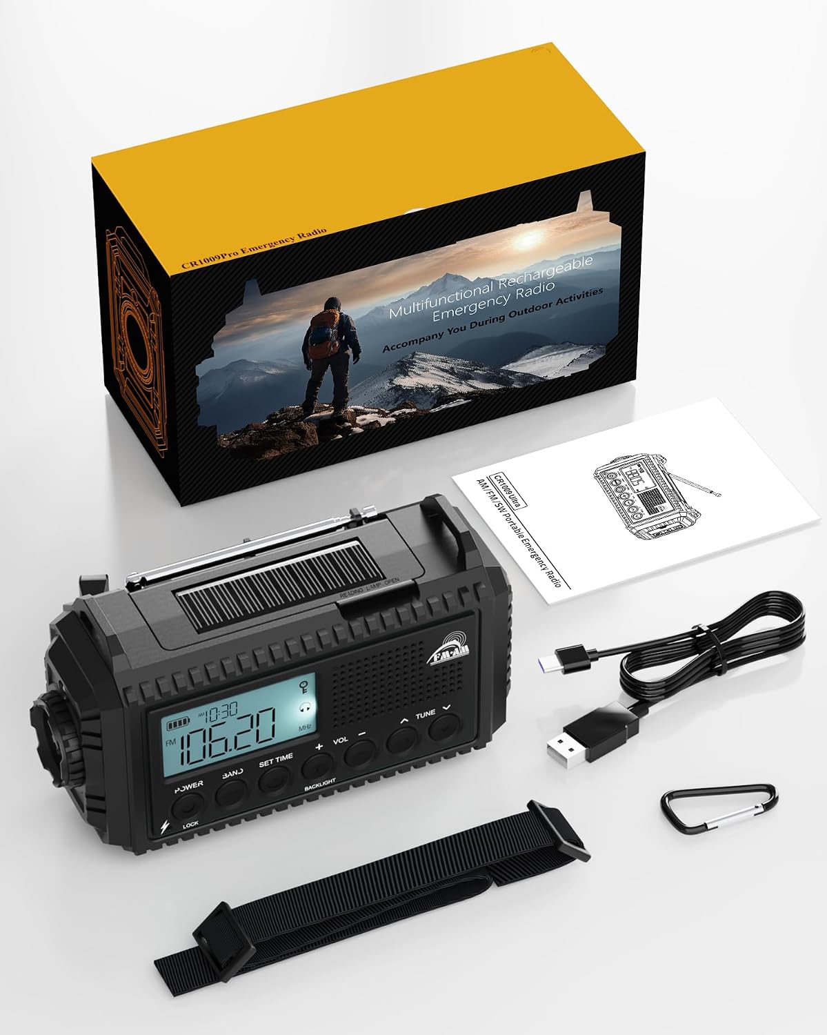 Thumbnail 6 de Roxicosly CR1009Ultra-Schwarz noodradio met 12.000 mAh, zonnepaneel en handslinger