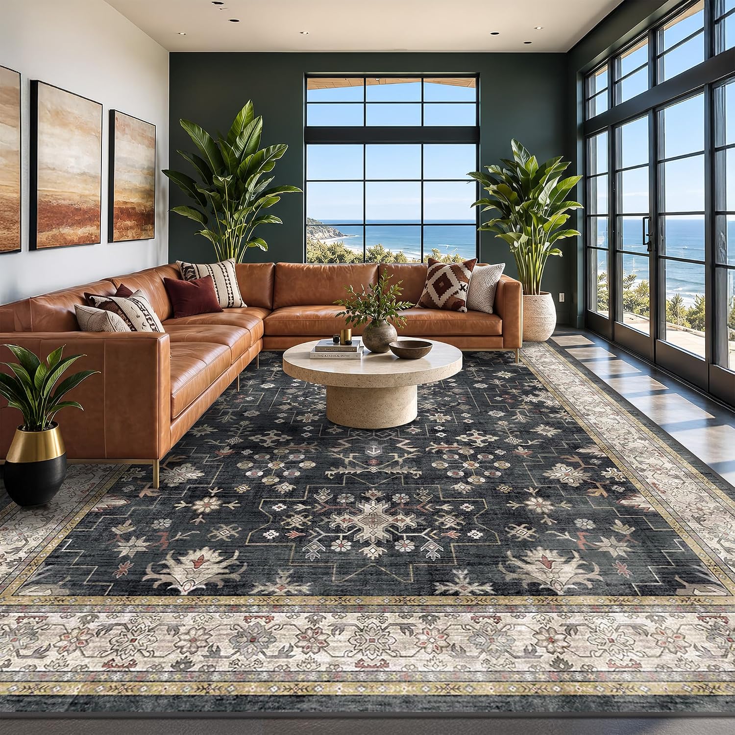 Detalle de Hazo Haus 9x12 Black Boho Area Rug 🏡