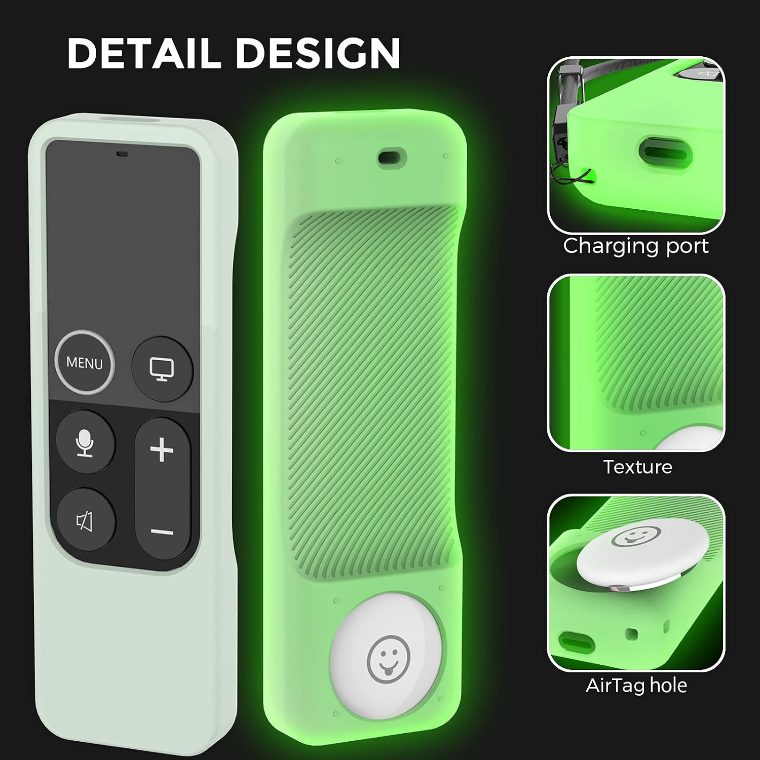 Detalle de AhaStyle Apple TV Remote Cover with AirTag holder