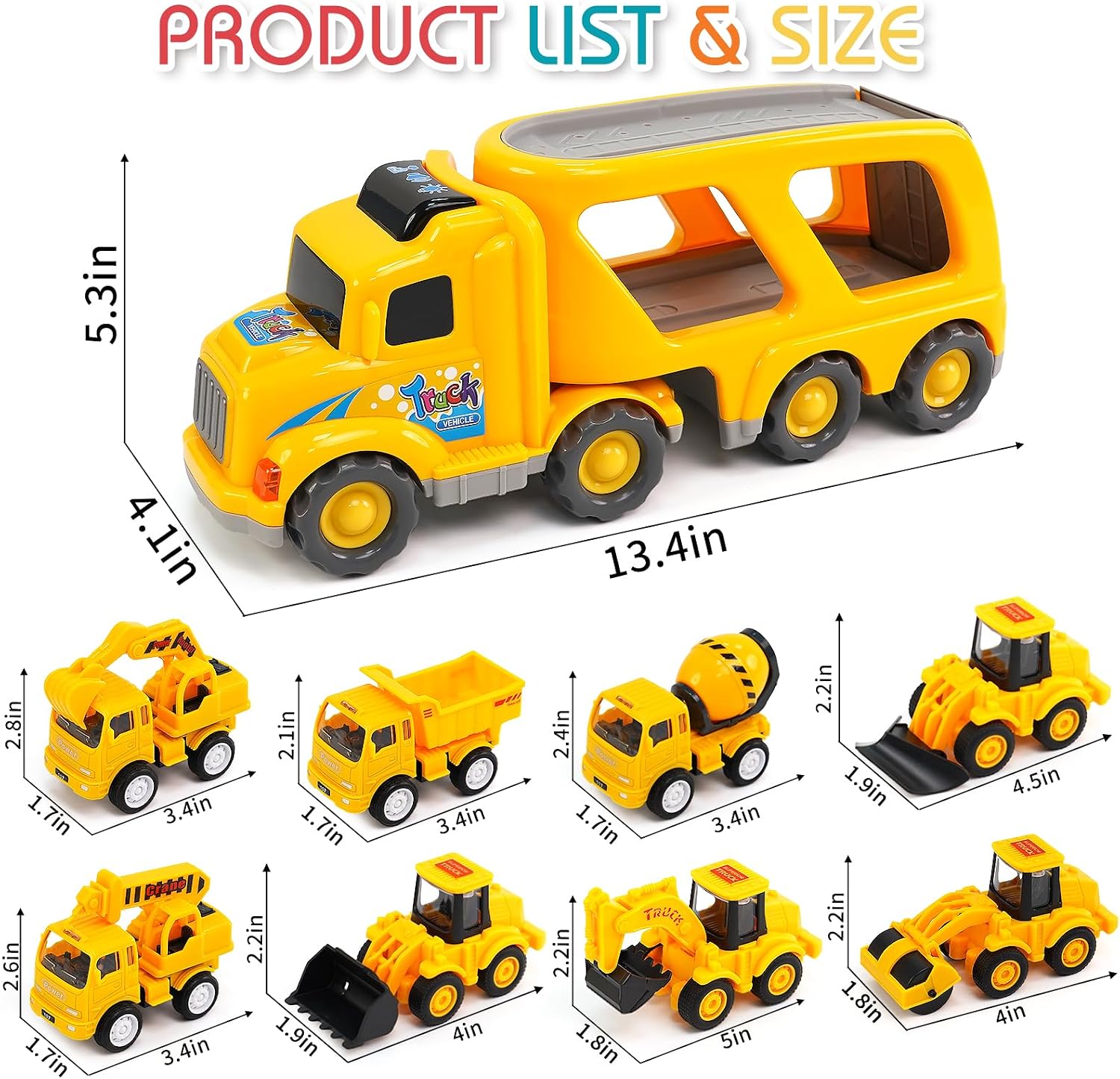Detalle de Veslier ST31-15 Construction Truck Set with 8 Vehicles, Sounds and Lights