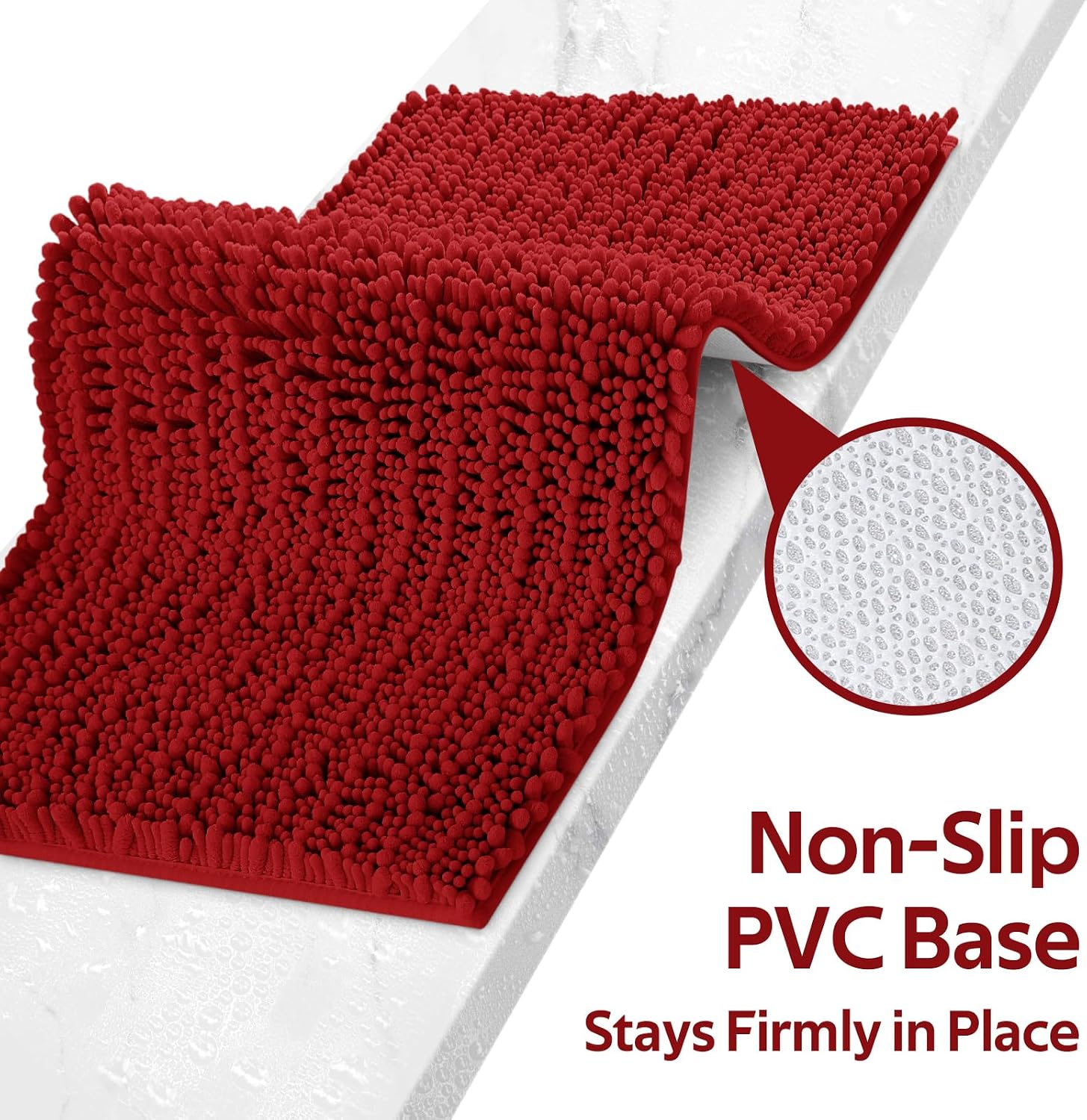 Thumbnail 4 de ACCUMTEK Upgrade Extra Large Red Bath Rug Set 3-piece
