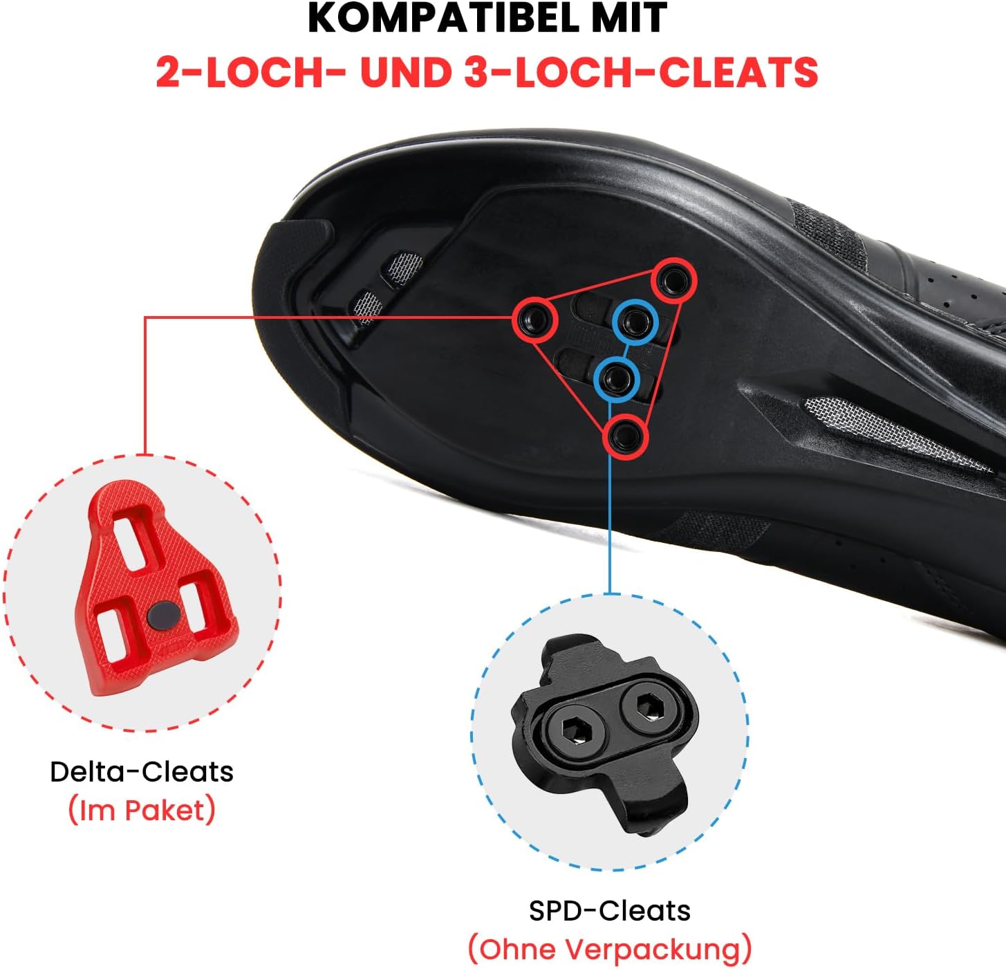 Detalle 2 de Feyenold Fahrradschuhe Herren Damen Radsport – Kompatibel mit Peloton, SPD, Look Delta