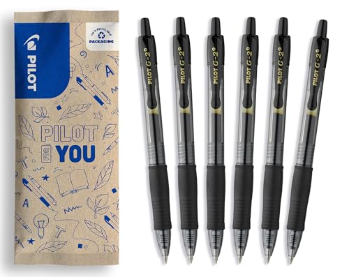 Detalle de Pilot Set di 6 G2 Plus: penne roller gel a scatto, punta media 0,7 mm, ricaricabili – nero