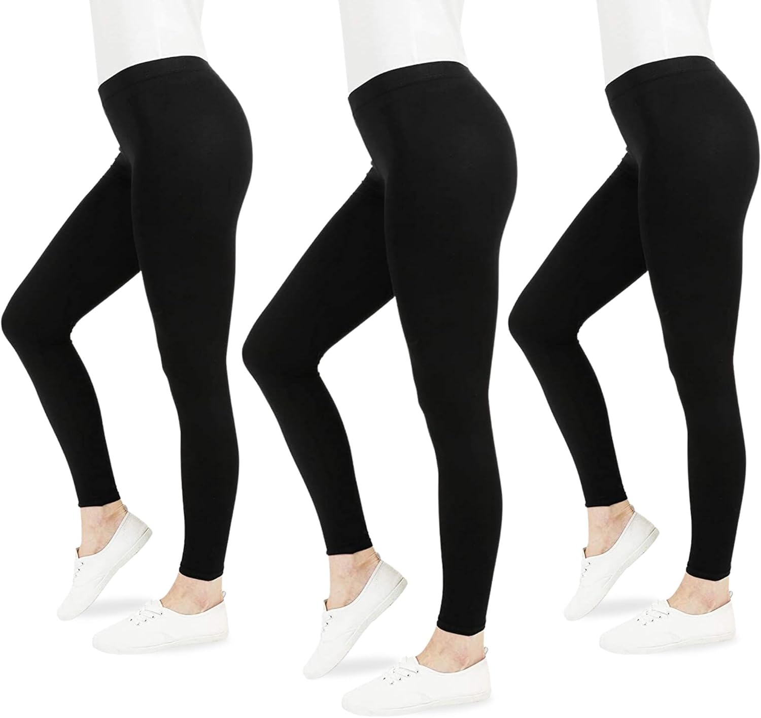 Detalle de FM London – Lot de 3 Leggings décontractés pour femmes, coupe ajustée et taille haute