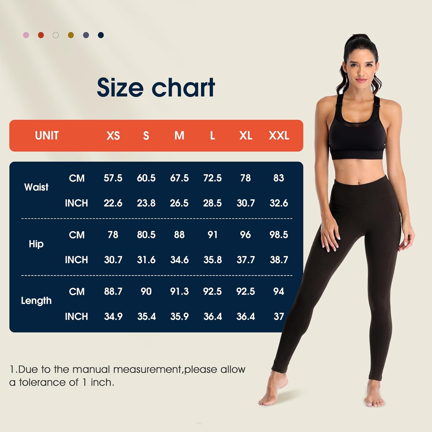 Thumbnail 4 de Occffy Legging de sport femme avec poches, taille haute