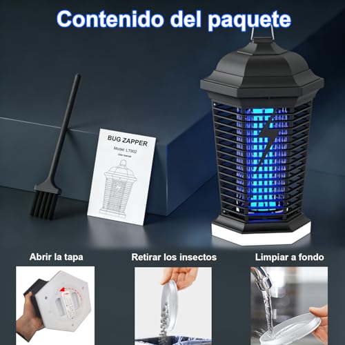 Thumbnail 6 de WUEAOA Lámpara antimosquitos con iluminación LED y rejilla de alta tensión 4000V