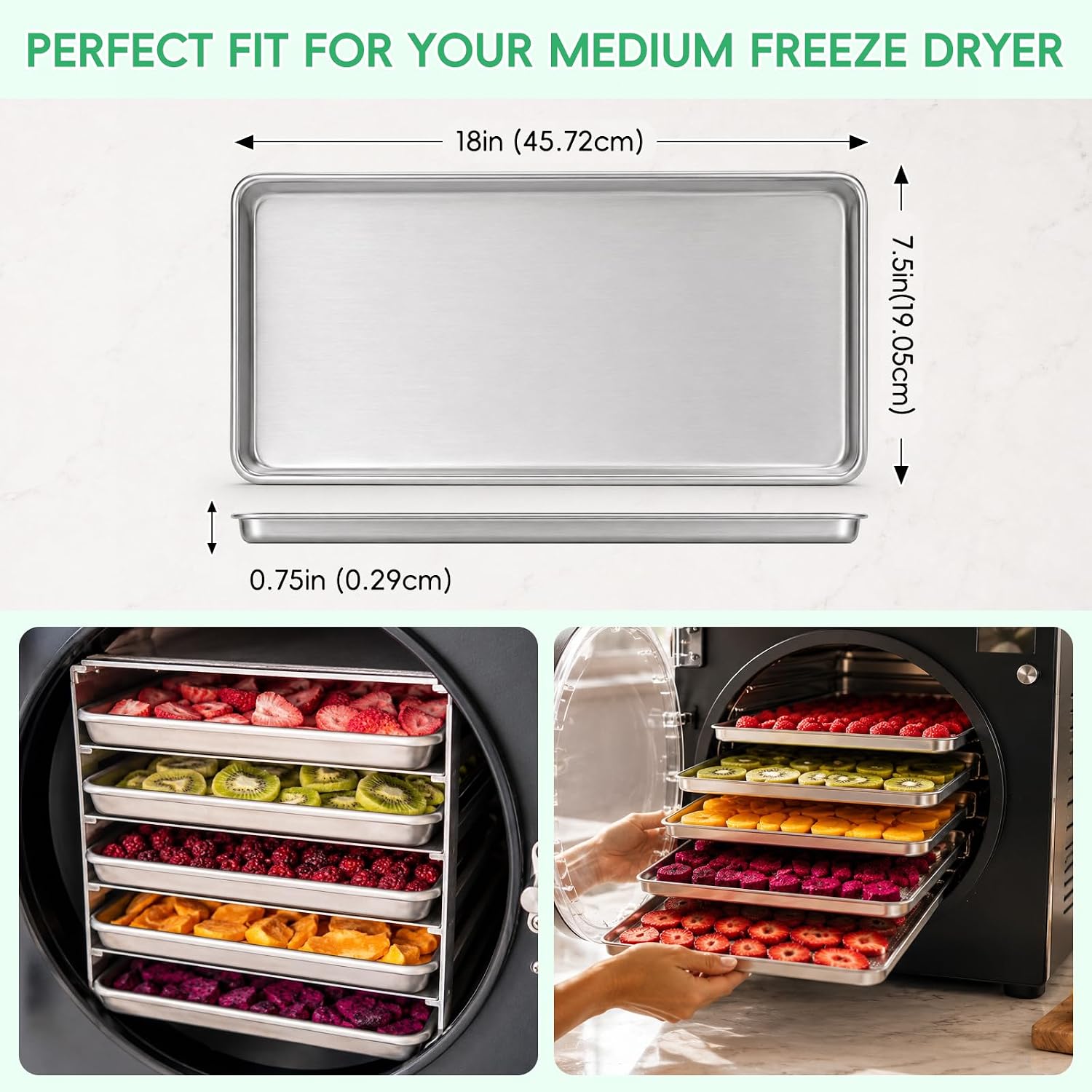Thumbnail 1 de HOOMESUN PH0024 Medium Freeze Dryer Trays, 5-Pack 304 Stainless Steel
