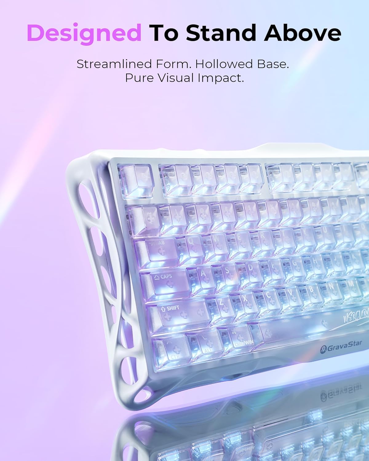 Thumbnail 3 de GravaStar Mercury K1 Lite 75% Gaming Keyboard (Tri-Mode Wireless + Wired) with Crystal Aurora RGB