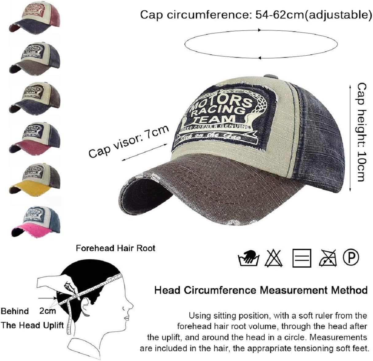Detalle de Tuopuda Cappellino Baseball Vintage unisex in cotone snapback con stile vissuto