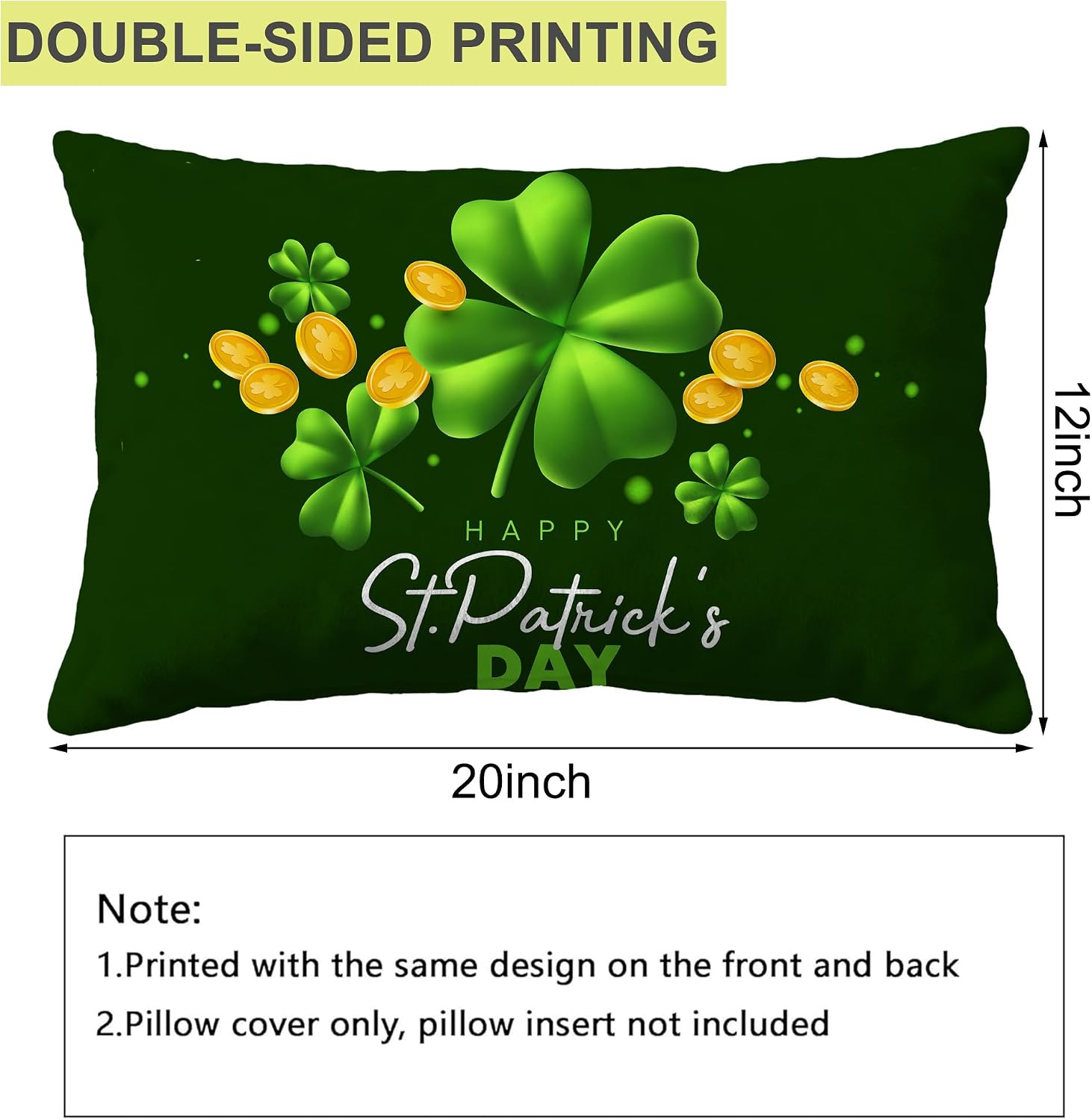 Thumbnail 1 de Shamrock Throw Pillow Cover, 12 x 20 Inch