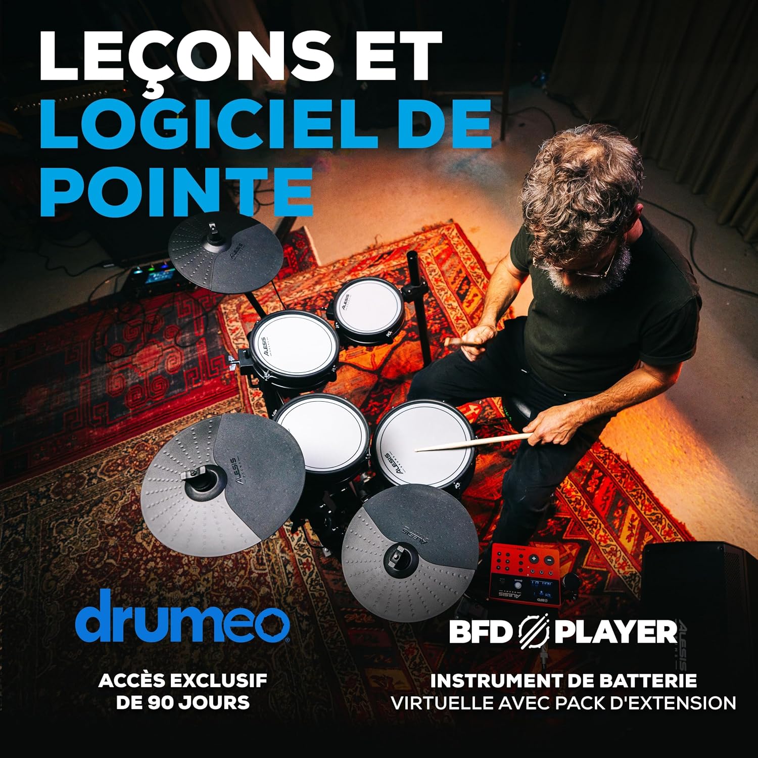 Thumbnail 5 de Alesis Nitro Pro Kit NITROPROKIT elektronische drumkit met meshvellen en Bluetooth