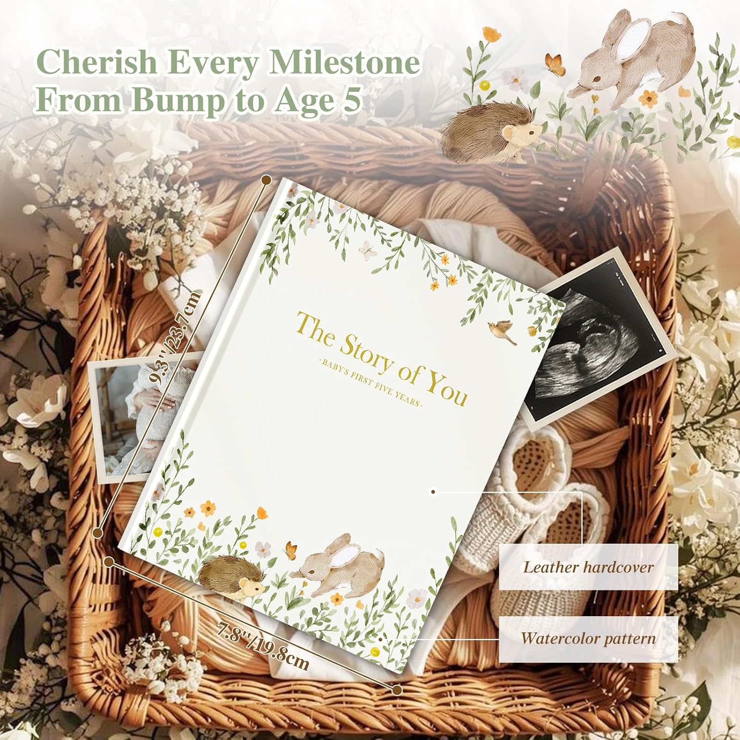 Detalle 2 de Lanpn BBRJYS-TZ Baby Memory Book, Leather Cover, 154 Pages