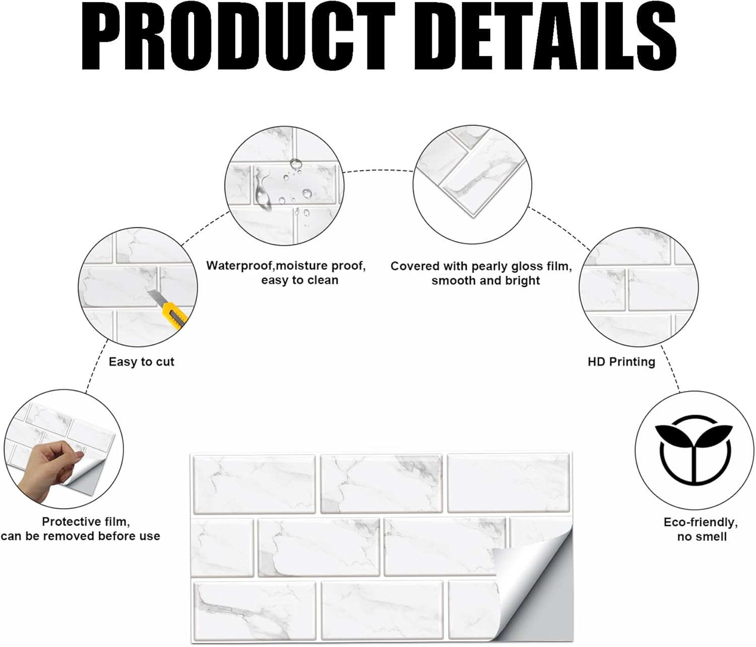 Thumbnail 1 de Stickers carrelage cuisine 12 pièces en PVC