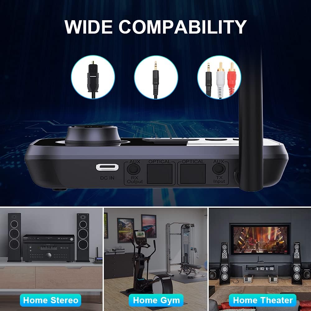 Detalle 1 de Ainostone Bluetooth-audioadapter met Bluetooth 5.0, zender, ontvanger en bypass